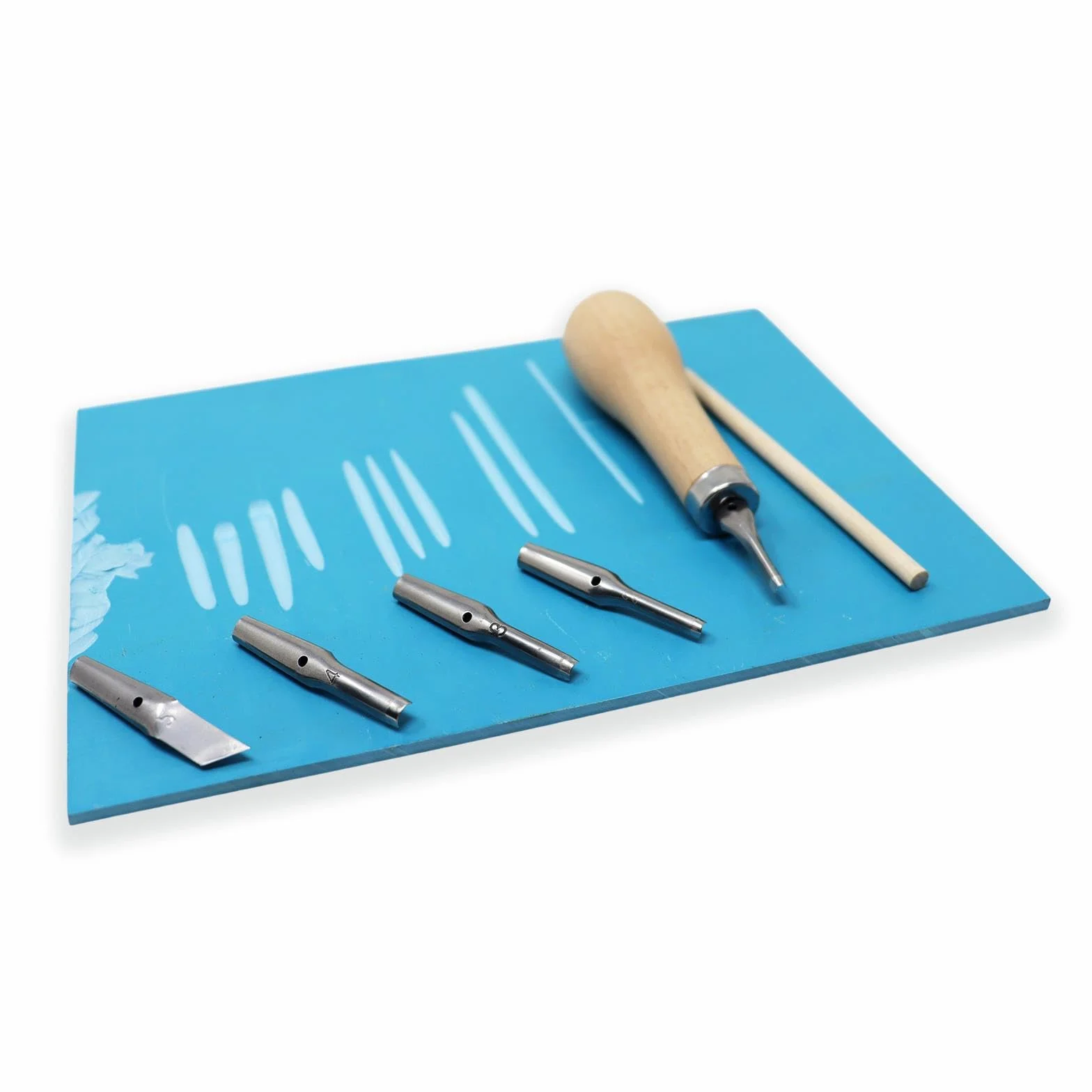 Artway Lino Cutting Tools – Ideal for Relief Printmaking – 5 Assorted Cutting Nibs and Ergonomic Handle in Wooden Storage Box