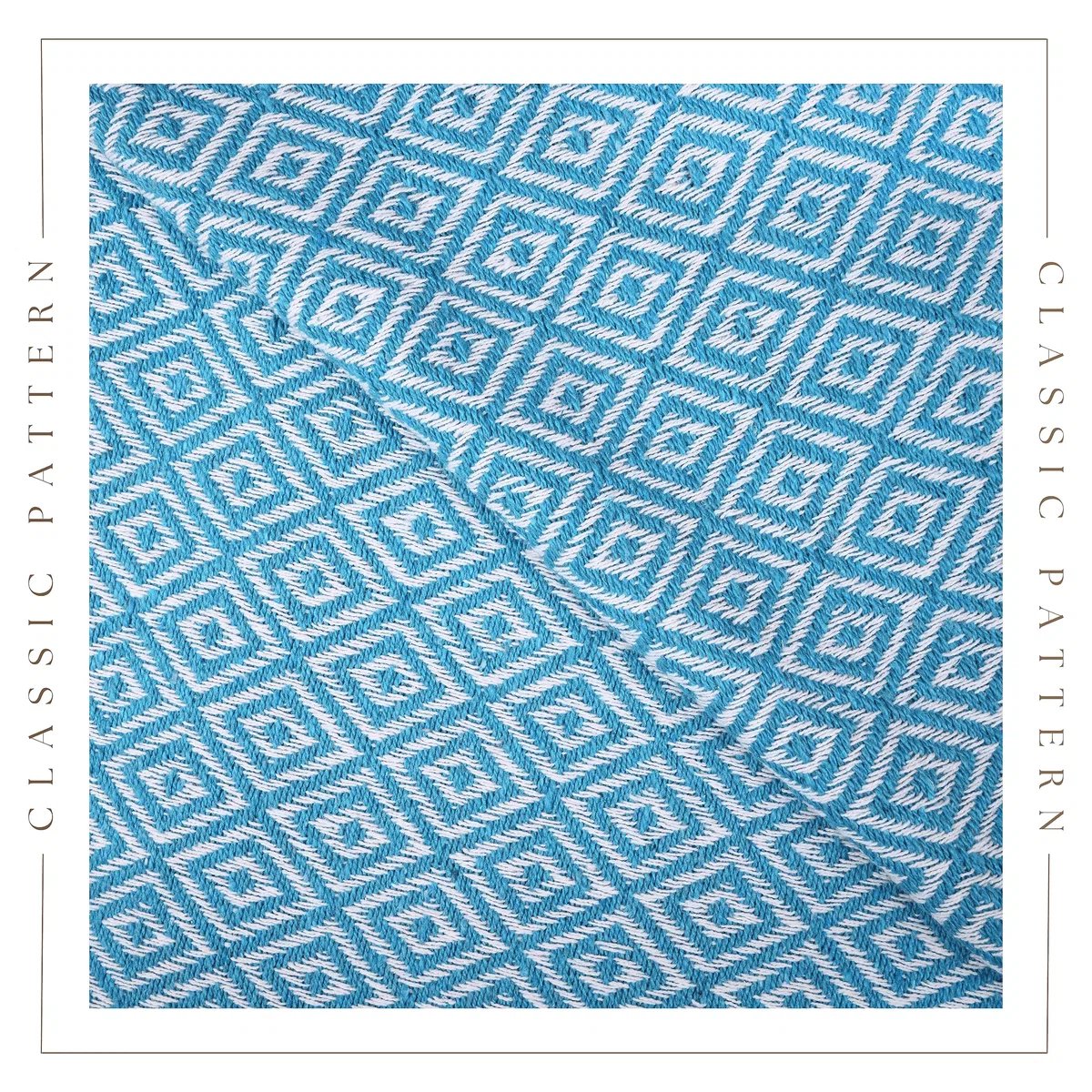 Karibisches Meeresblau-Überwurfdecke mit Boho-Quaste 127 x 152 cm, superweich Baumwolle, warm, dekorativer Bauernhaus-Überwurf für Sofa, Stühle und Couch