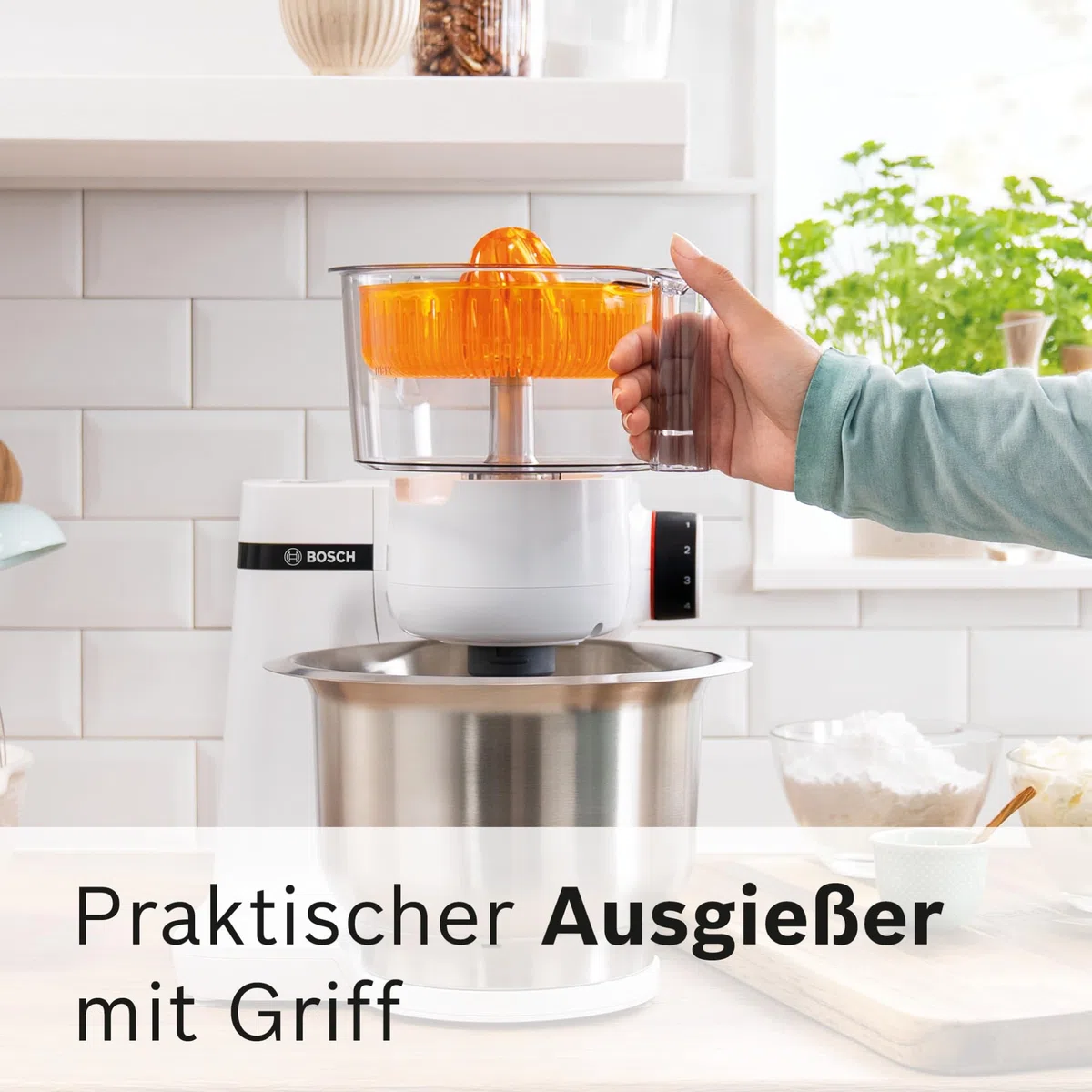 Bosch Zitruspresse MUZ5ZP1, Zubehör passend für Küchenmaschine Serie 4, Serie 2, für frische Säfte, Kunststoff, spülmaschinenfest, Saftpresse