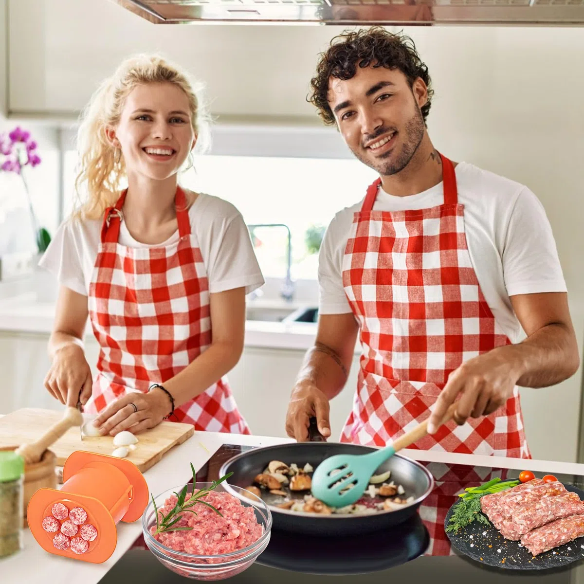 churros presse,hotdog maker set,hot dog maschine,Mit 7 Löchern für Burger/Kroketten/Gebäck