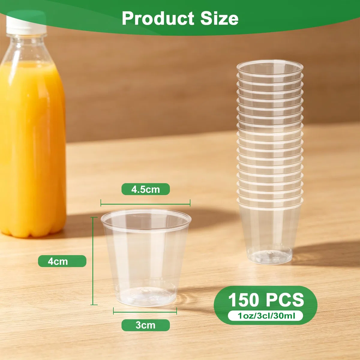 150 Stück Plastikbecher, 3cl/30ml Schnapsgläser Plastik aus PS Material, Shotgläser Transparente, Schnapsbecher Wiederverwendbar, Shot Becher für Party, Spaß, Hochzeiten