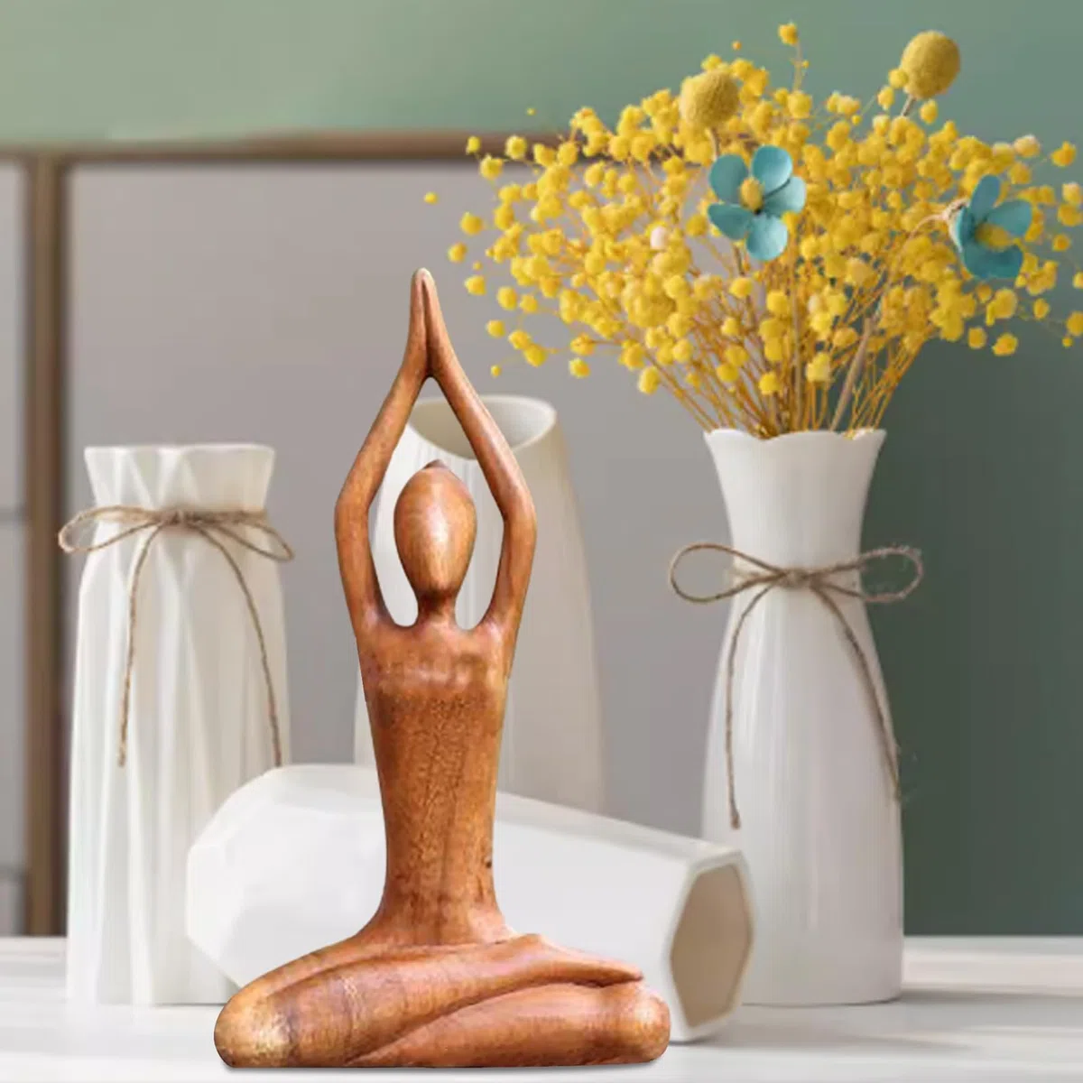 Frau Skulptur Yoga-Pose Figur,Body Talk Skulptur Yoga,Polyresin Yoga-Statuen Mädchen Arts Deko Heim Tisch Dekorative für Wohnzimmer Schlafzimmer Büro Geschenk für Yoga-Liebhaber,18cm (Stil 2)