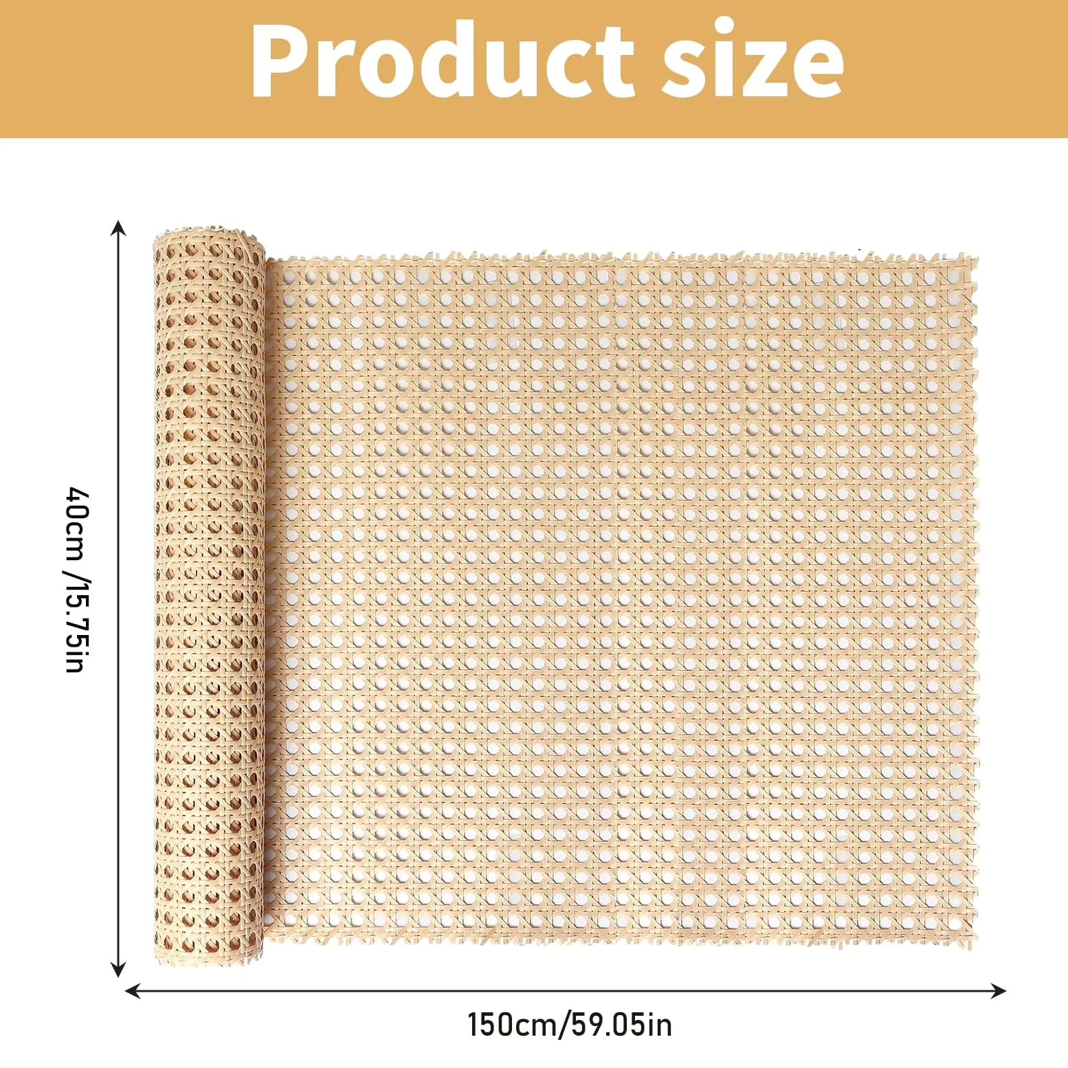 Wiener Geflecht 40x150 CM Wasserdicht PE Rattan Gurtband Handgemachtes Sternanis Breit Rattan Möbeldekoration für Stuhl, Möbel, Schrank, Kommode, Sessel, Schranktür