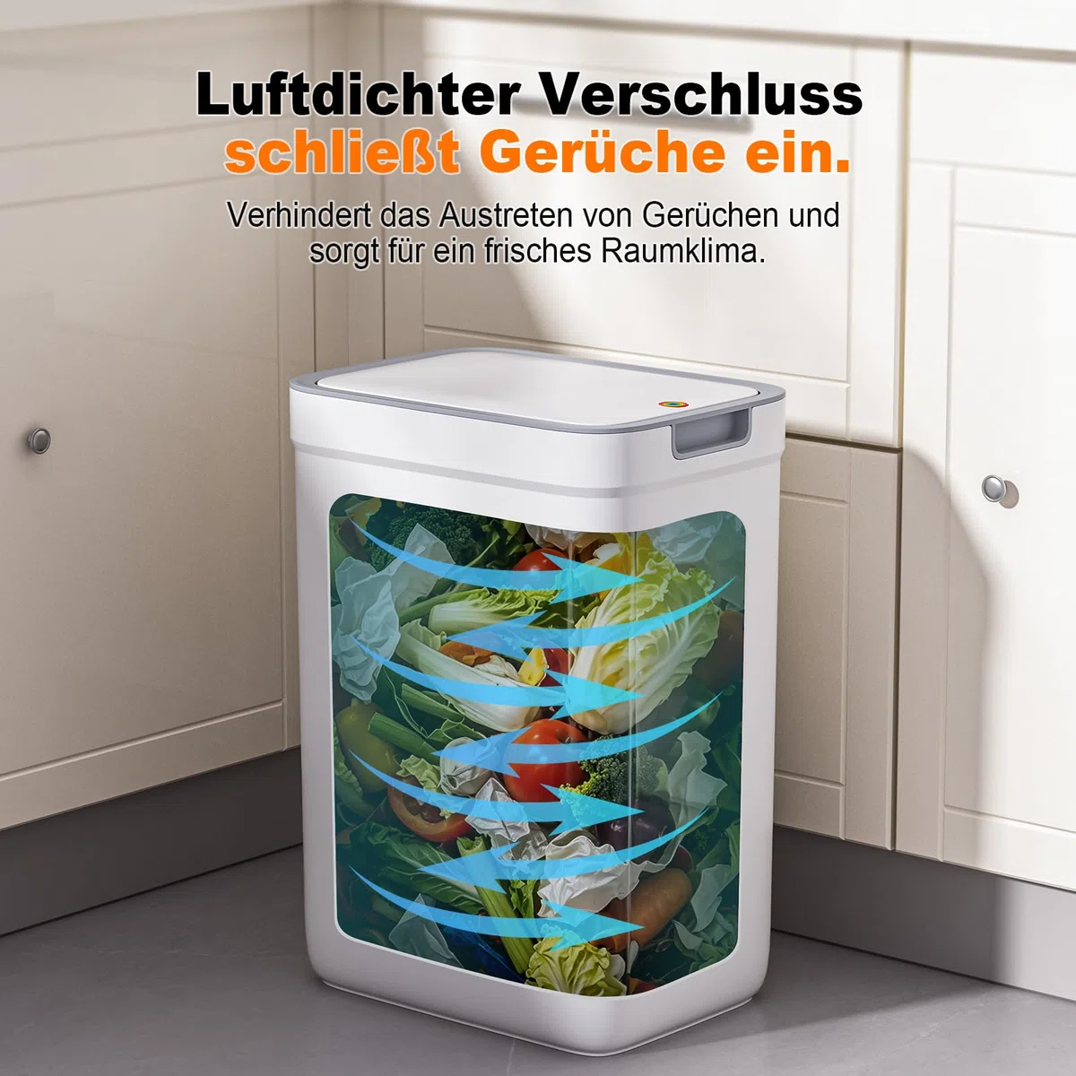 MOPUP Kleiner Badezimmer-Mülleimer mit Deckel, 9 l/2,4 Gallonen, schmaler Mülleimer, Papierkorb aus Kunststoff mit aufklappbarem Deckel, hundesicher für Badezimmer, Küche, Schlafzimmer, Wohnzimmer
