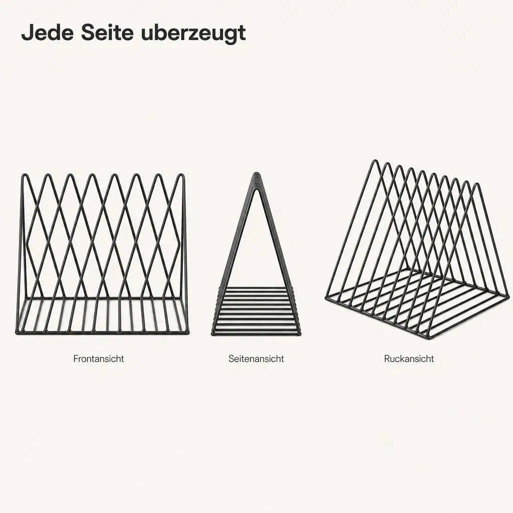 Schallplattenständer,Dreieckiger schallplattenständer,Buchstütze,Zeitschriftenständer,Buch-Organizer,zum Aufbewahren von Büchern,Fotoalben und Zeitschriften,9 Fächer(2 Stück)