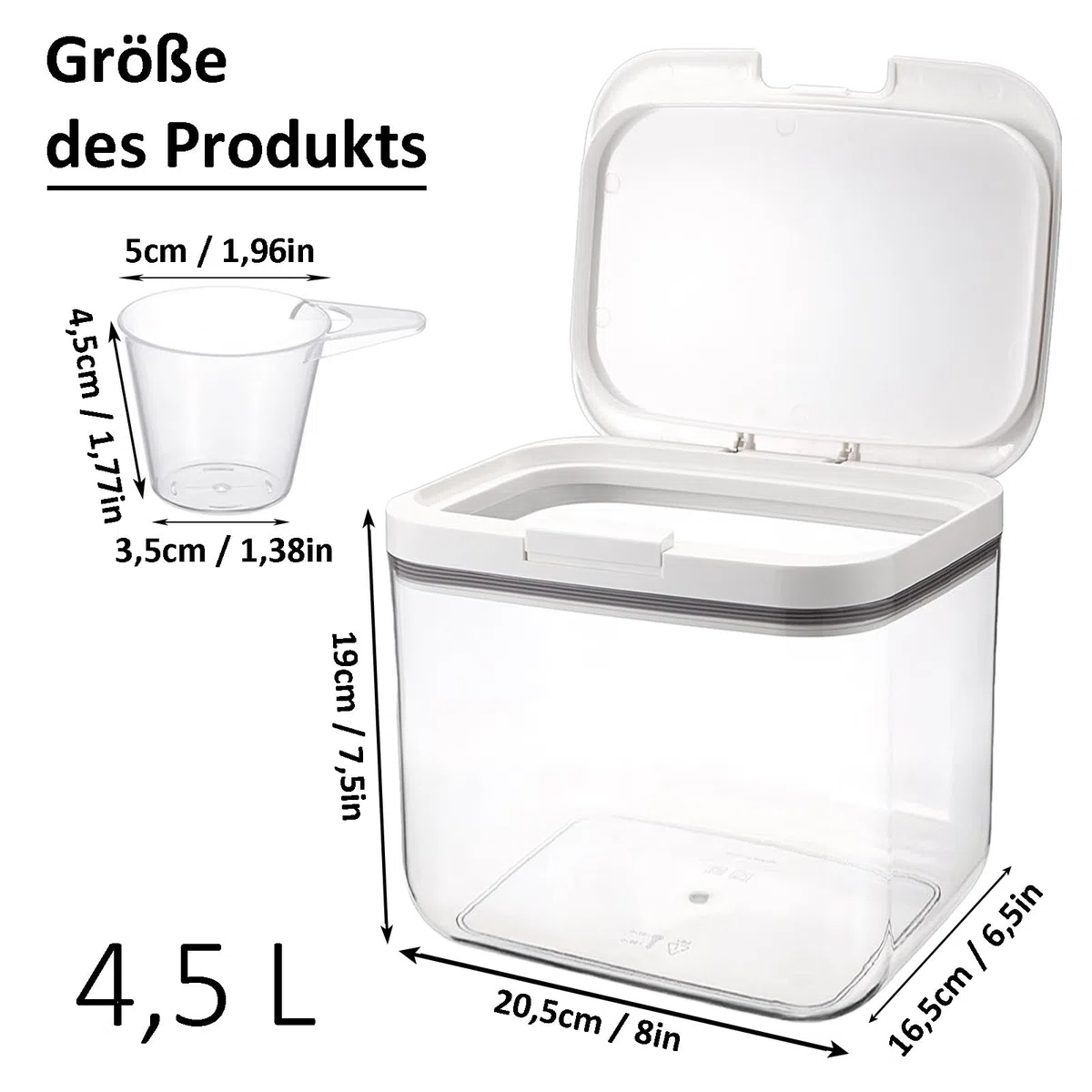 Waschmittel Aufbewahrung, 4,5L Waschmittelbehälter, Waschpulver Aufbewahrungsbox, Waschpulverbehälter mit Luftdichtem Deckel, Aufbewahrungsbox Schnappverschlüsse, für Zuhause, Büro