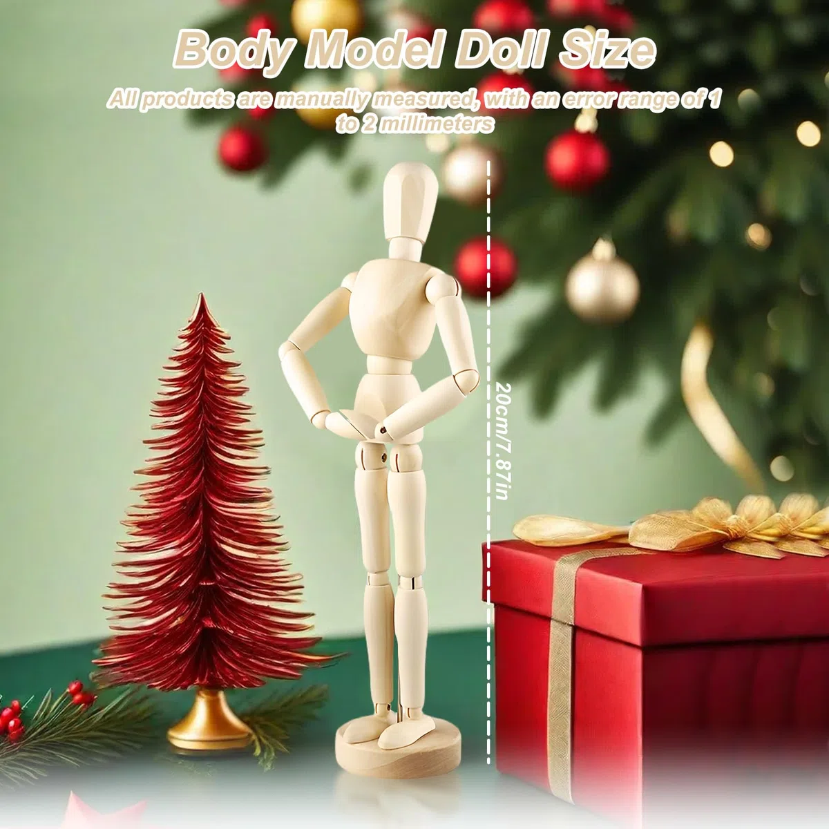Sporgo 2 Stück Gliederpuppe Mannequin: 20cm Hoch Mannequin Flexibler Holzfiguren, Zeichenpuppe Verstellbare Gliederpuppen, für Gemälde, Skizzieren, Fotografie Requisiten, Basteln, Dekorationen