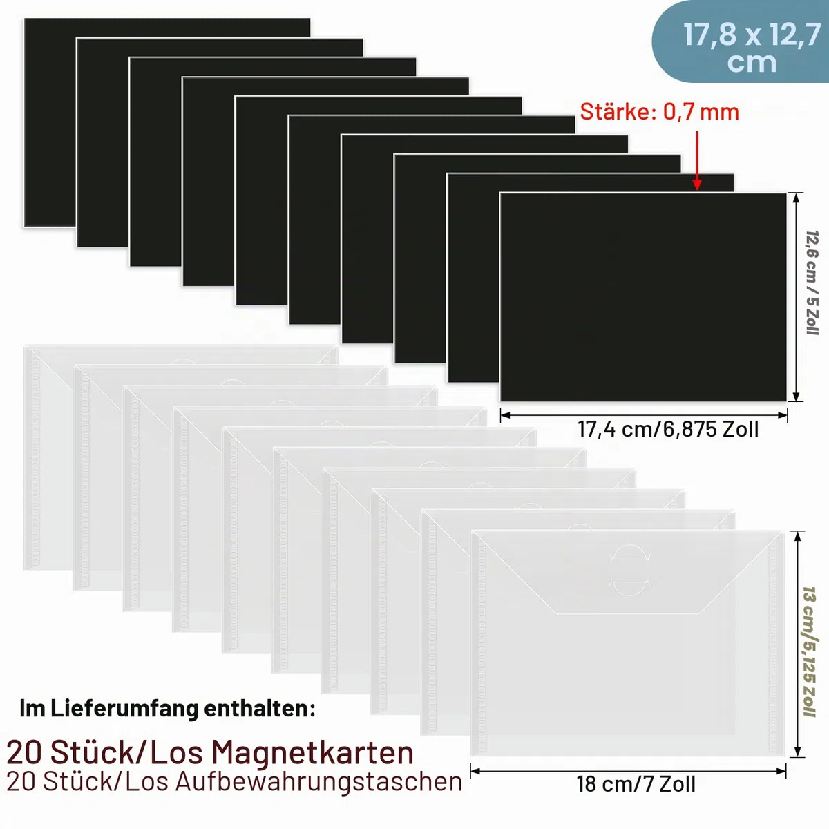 40 Stück Stanzformen- und Stempel-Aufbewahrungstaschen und Magnetbögen, 0,7 mm Dicke magnetische Blätter für Stanzformen-Aufbewahrung, 17,8 x 12,7 cm Bastel-Stanzformen-Aufbewahrungsumschläge