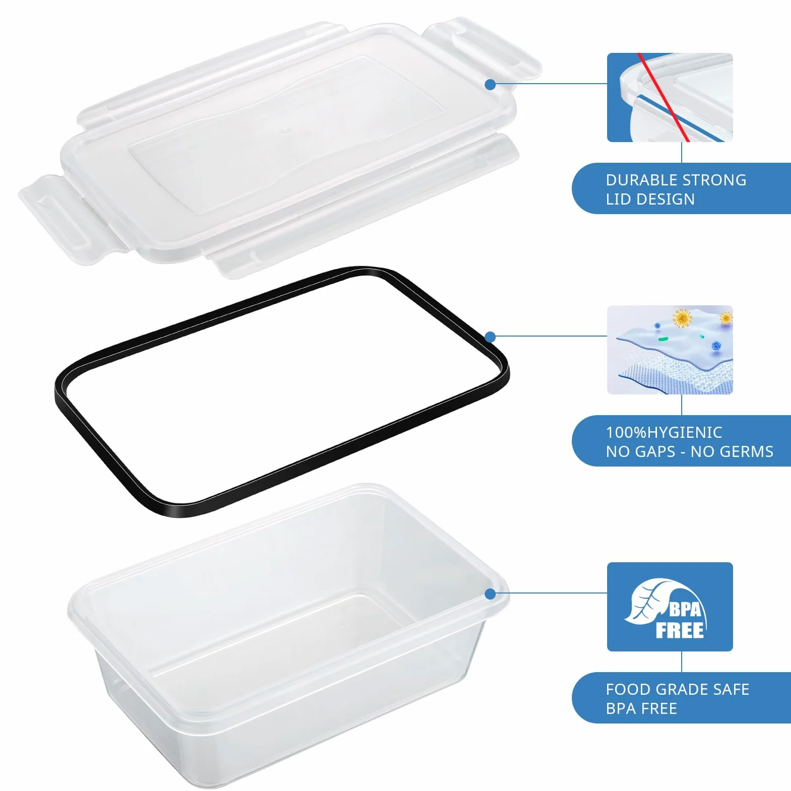 10 x 1L Frischhaltedosen mit Deckel, Gefrierdosen, Meal Prep Boxen, BPA-frei, luftdicht, stapelbar – Tupperdosen Set für Essen Box, Gefrierbehälter & Küche