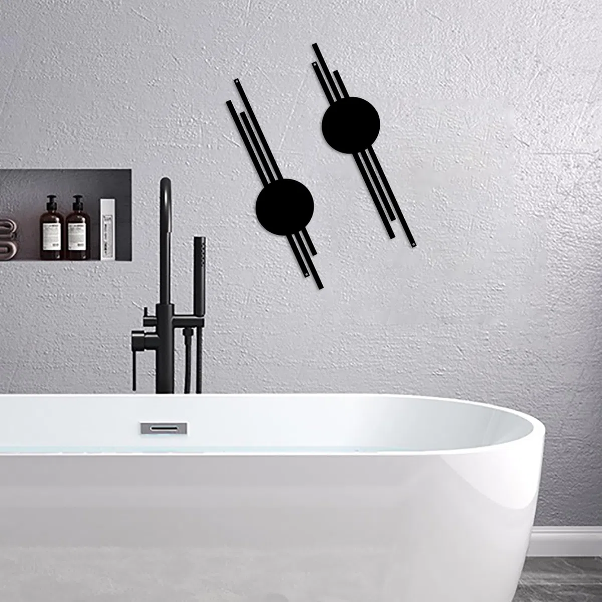 DUOOLN Abstrakte Metall-Wanddekoration, schwarz, modern, geometrisch, hängende Gemälde, minimalistische Linienkunst-Skulptur, Wohnzimmer, Schlafzimmer, Badezimmer, Büro, Bauernhaus-Dekoration