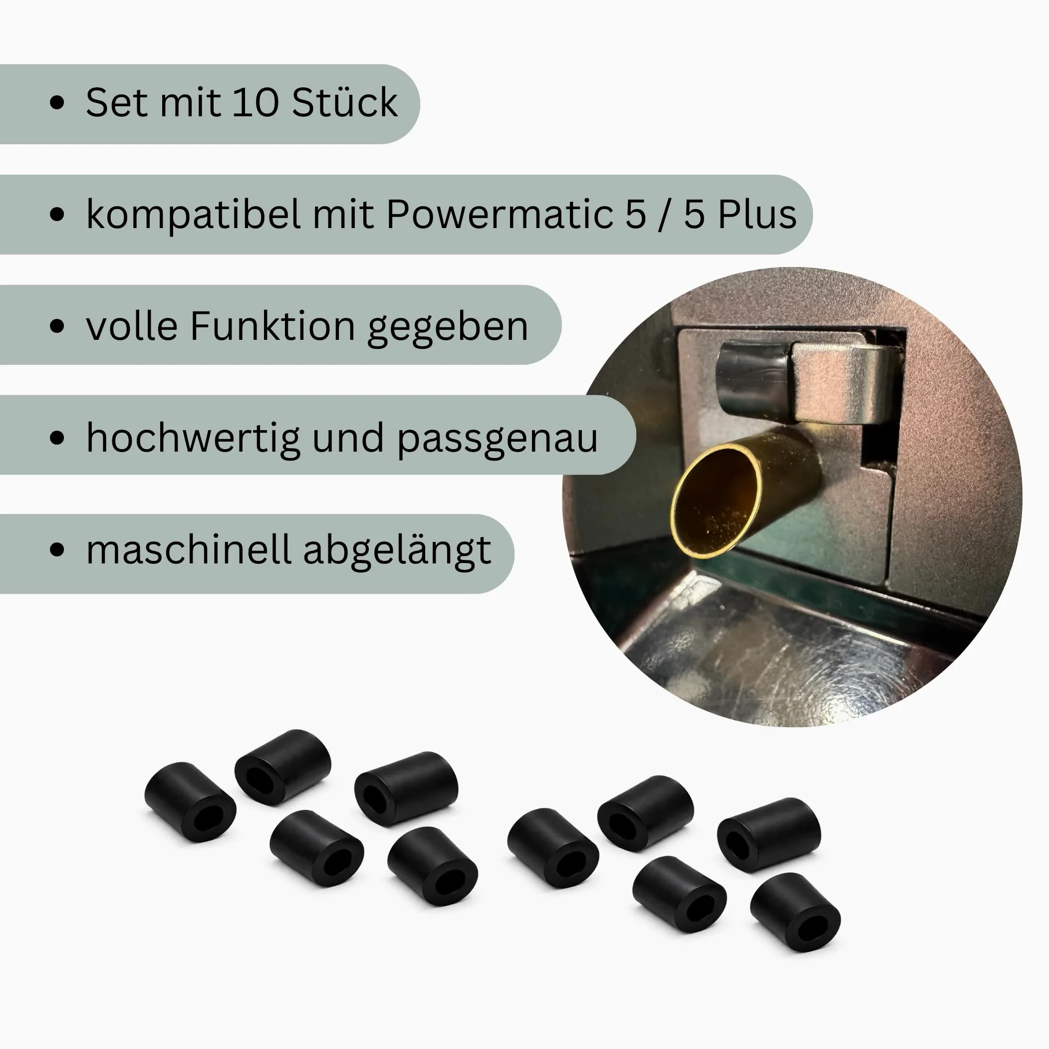 Silikonschlauch kompatibel mit Powermatic 5 und 5 Plus - Set Silikontülle Ersatz für PM 5/5+- Ersatzteil, Sparset, Silikonschlauch für Zorr PM (10 Stück)