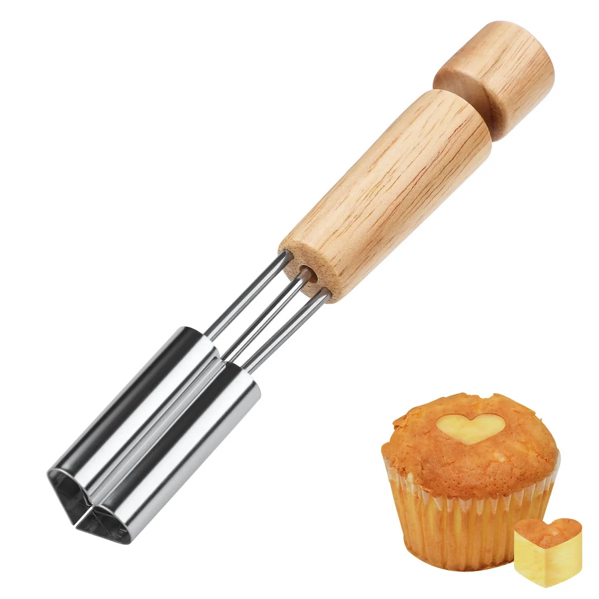 Cupcake-Ausstecher, Cupcake-Lochschneider Füllen wiederverwendbar Cupcake-Lochstanzer Cupcake-Loch-Werkzeug Cupcake-Loch-Werkzeug Gebäck-Ausstecher Backen Füllen Dekorieren (Herzform)