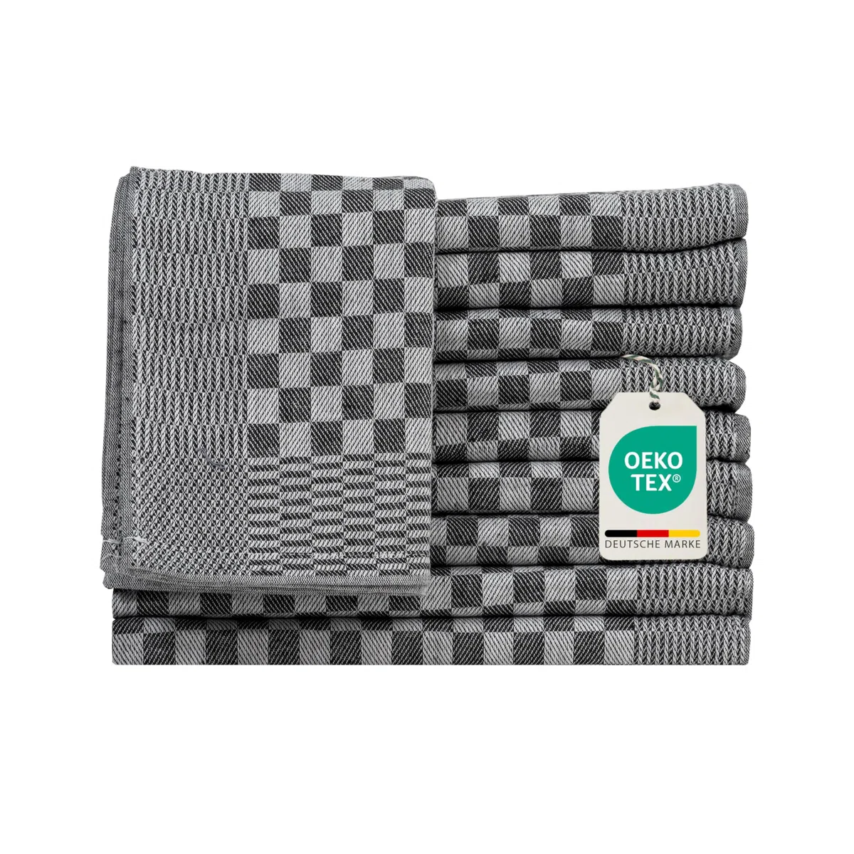 Müskaan 10er Set Geschirrtücher 100% Baumwolle 50x70 cm Schwarz 210 g/m² | Küchenhandtücher für Abtrocknen, Grubentücher zum Putzen, Fusselfrei Geschirrhandtücher, Küchentücher saugstark, Geschirrtuch