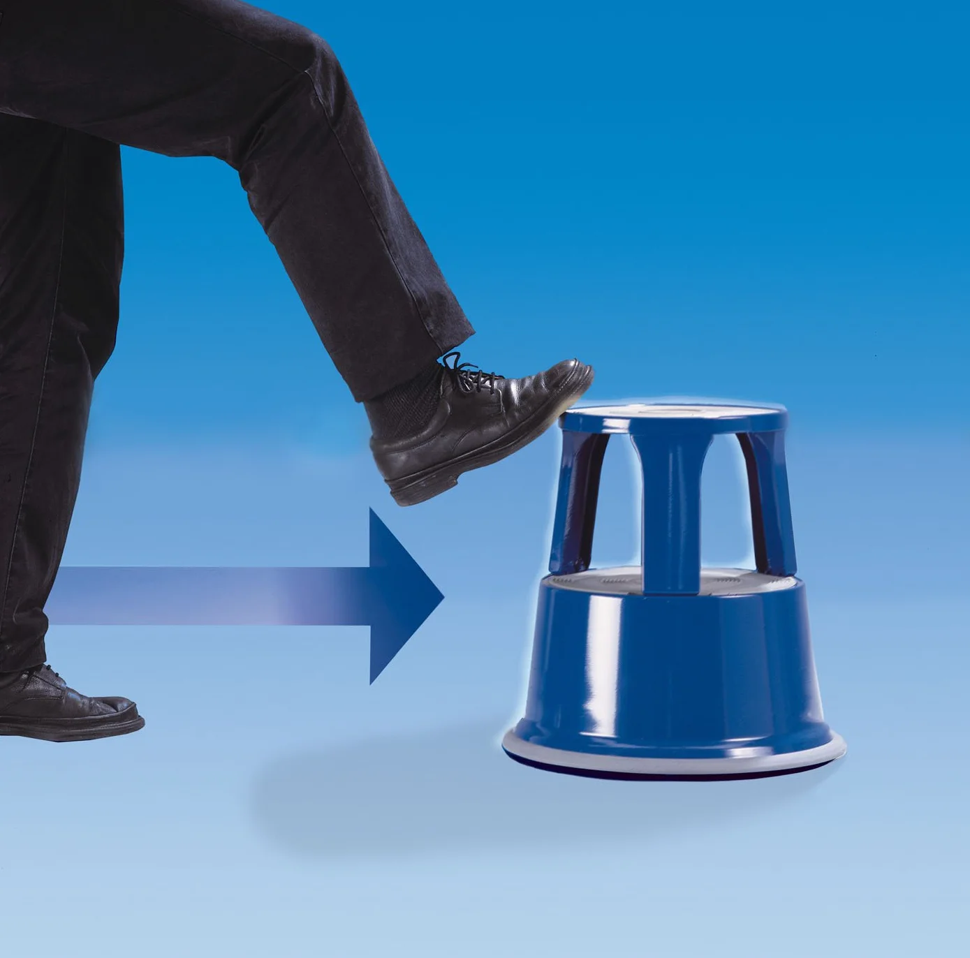 WEDO Rollhocker STEP aus bruchfestem Kunststoff - rollbarer Elefantenfuß Tritthocker, TÜV GS-geprüft, Made in Germany, rutschfest - Höhe ca. 43 cm, Tragkraft 150 kg, Farbe Grau