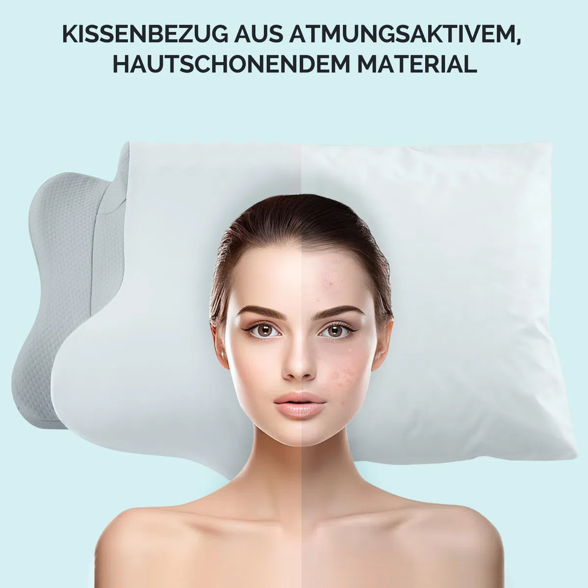 Nackenkissen Bücherkissen Kopfkissen, Memory Foam Kissen Ergonomisches Kopfkissen, Nackenstützkissen für Seitenschläfer, Rücken und Bauchschläfer