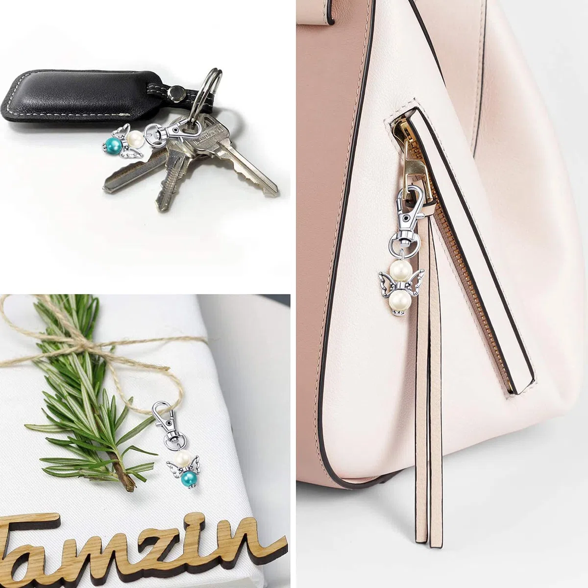 60 Pcs Engelanhänger, 20 set Hochzeit Taufe Anhänger,Engel Anhänger Schlüsselanhänger,kleine schutzengel anhänger,Gastgeschenke Kommunion,Schutzengel+Organza,Gastgeschenke Taufe Hochzeit