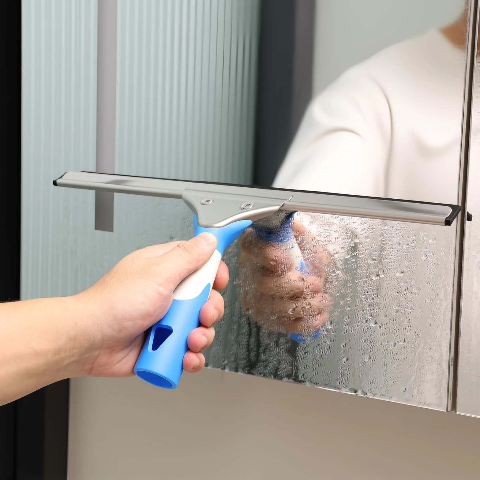 Mitclear Profi Fensterwischer(35cm), Streifenfreies Abzieher mit Silikonlippe, Fensterputzer mit Wischer, Fensterreiniger mit Abziehlippe, Fensterabzieher für Bad, Dusche, Fenster, Glas, Spiegel, Auto