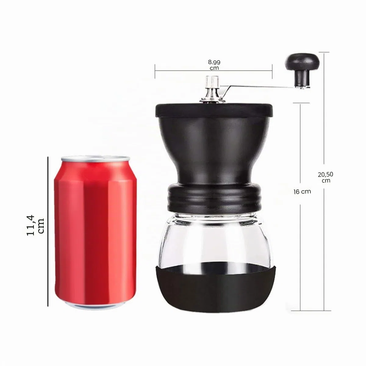 PARACITY Kaffeemühle mit Keramikmahlwerk, Kaffeemühle manuell, mit 2 Gläsern (je 11 oz) Edelstahlgriffe, kaffeemühlen für Filterkaffee, Espresso, French Press