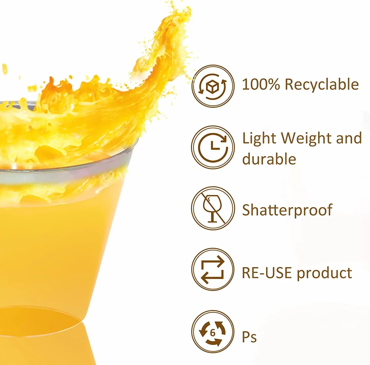 LATERN 60 Stück Plastikbecher mit Silberrand, 270ml Becher aus Kunststoff Wiederverwendbare Trinkbecher Elegante Party Weingläser für Champagner Bier Cocktail Martini Soda Dessert (8,9 x 7,1cm)