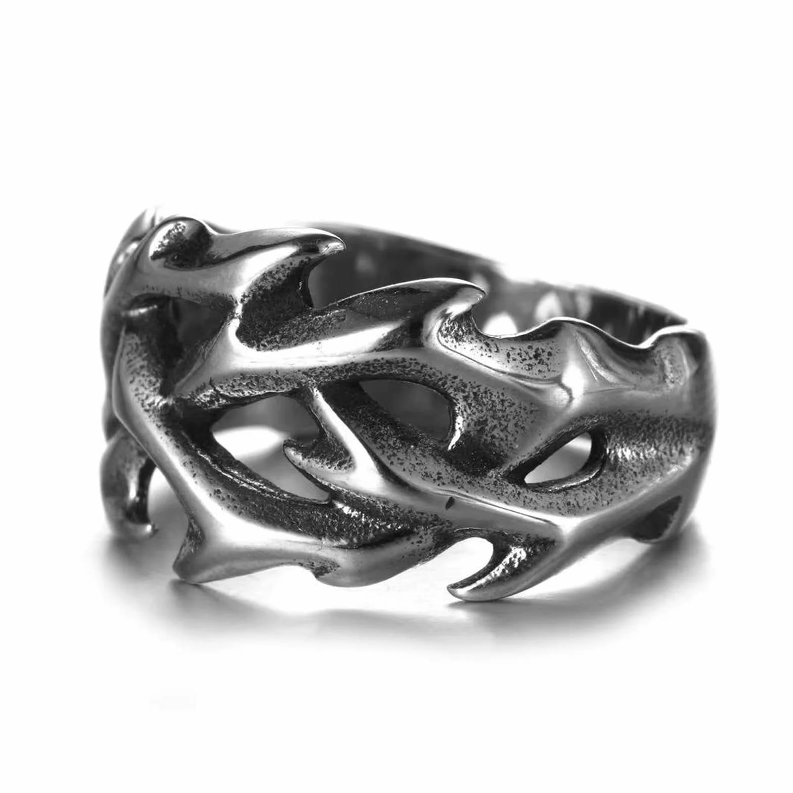 Vintage aushöhlen Design Edelstahl Dornen Herrenring Paar Ringe für Männer Frauen cooles nordisches Wikinger Schmuck Geschenk