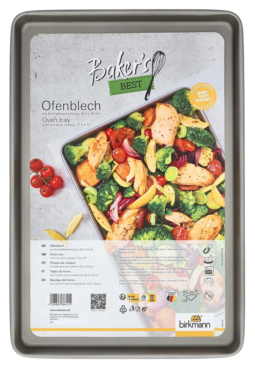 Birkmann, Backblech - Grau - 45 x 30 cm - Karbonstahl - Antihaftbeschichtung