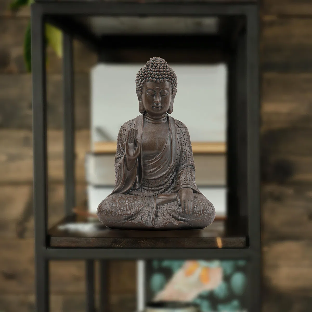 Buddha Figur in Braun - Kleine Zen Buddha-Statue für Heimdekoration - Antik-Stil Dekofigur für Yoga & Meditation - Elegante Wohnzimmer Deko & Home-Office Zubehör