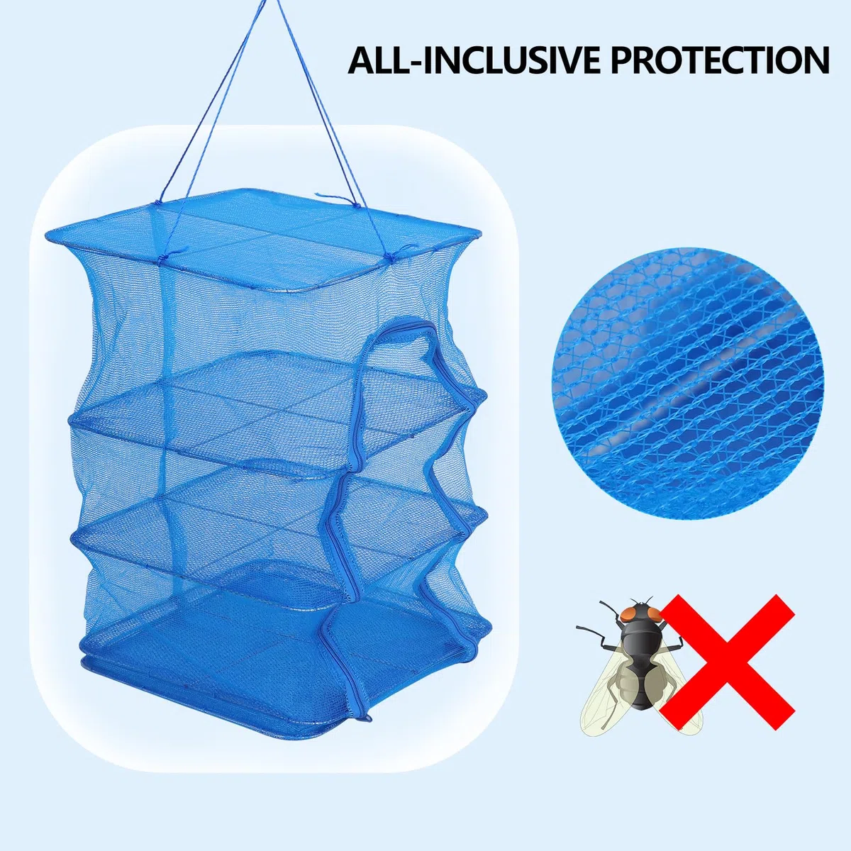 Faltbares Dreischichtiges Trockennetz aus Nylon für Fische und Kräuter mit Atmungsaktivem Netz zum Trocknen im Freien der Garage