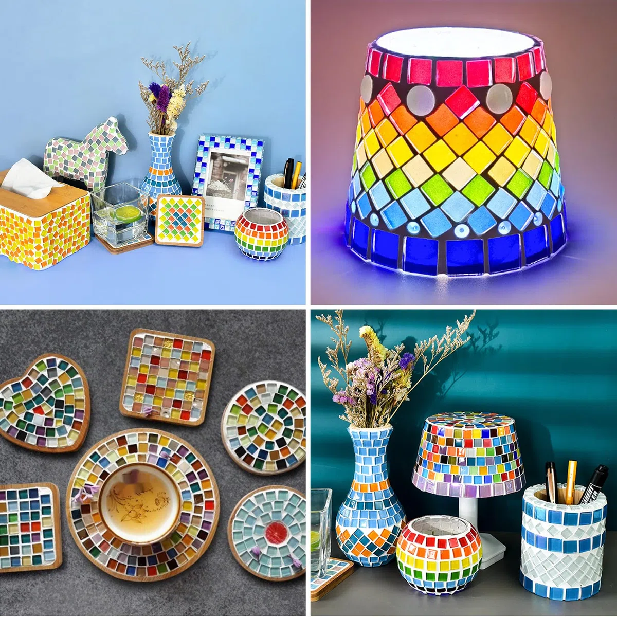 1kg Mosaikfliesen (1x1 cm, ca. 1100 Stück) Mosaiksteine zum Basteln, Mini Mosaik für Innen und Außenbereich, Badezimmer, Küche, Heimdekoration, Mix Color