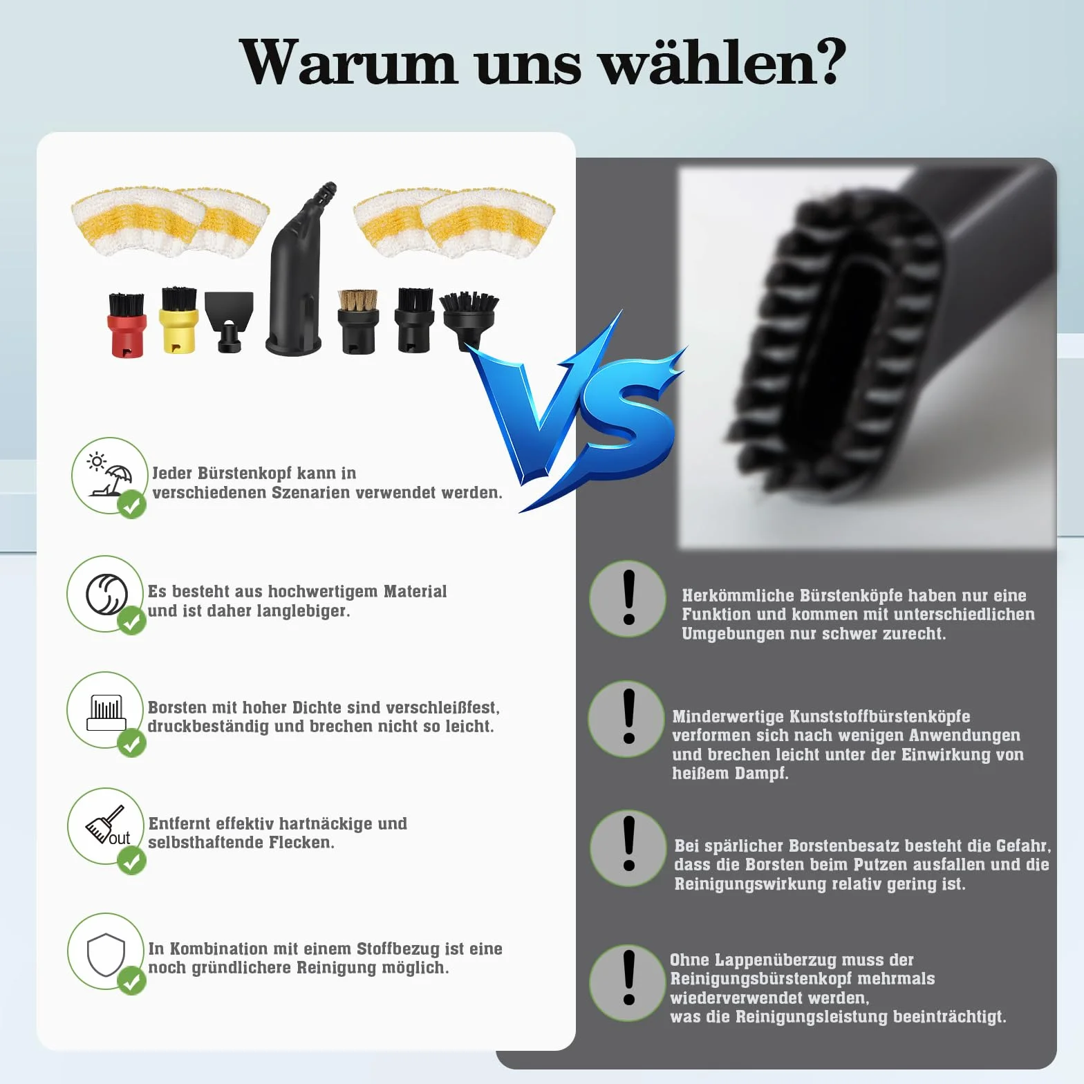 11 Stück Bürstenkopf Dampfreiniger Zubehör Kompatibel mit Karcher Dampfstaubsaugern SC1 SC2 SC3 SC4 SC5 SC7 CTK10