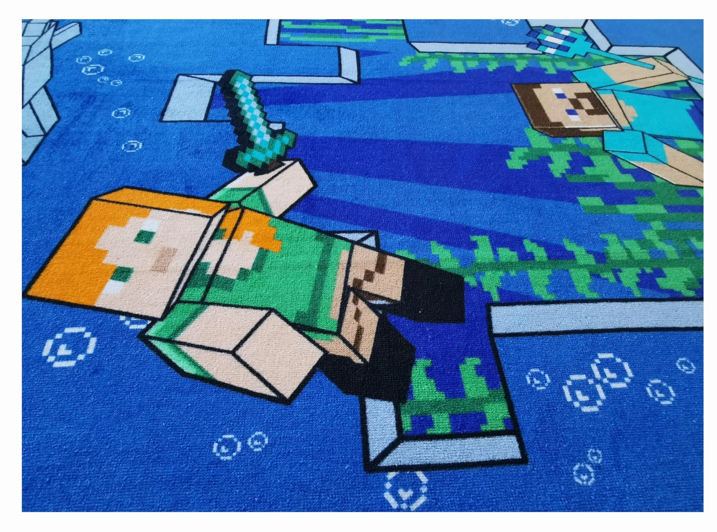 Theonoi Kinder Handtuch Badetuch Strandtuch Duschtuch für Mädchen und Jungen 100% Baumwolle 70x140 cm (Minecraft Steve Alex)
