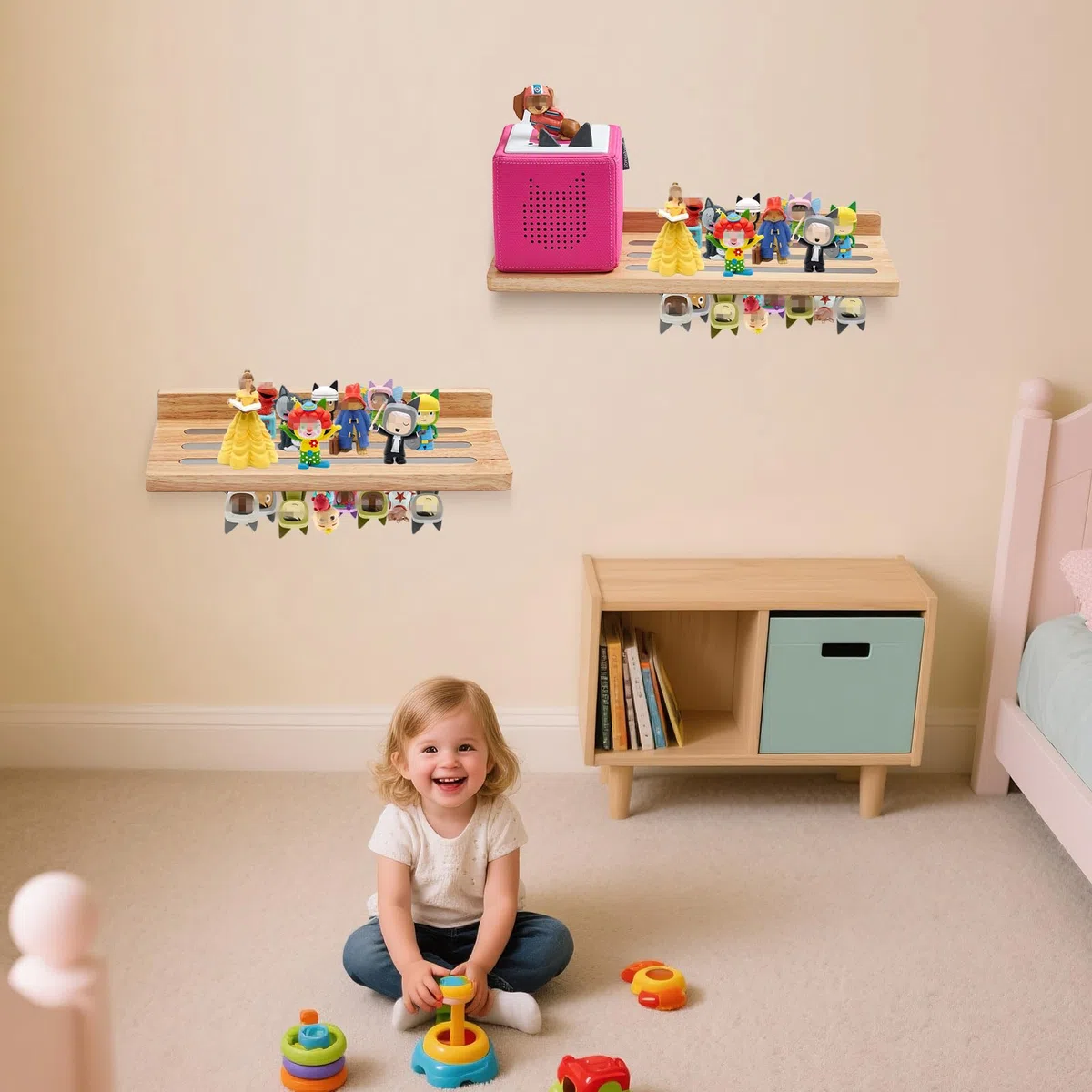 Gieanoo für Tonie Regal,Tonies Regal Mädchen für kreative Toines Display 30-36 Figuren Natürliche Eiche Tonie aufbewahrung für Kinderzimmer，Babyzimmer