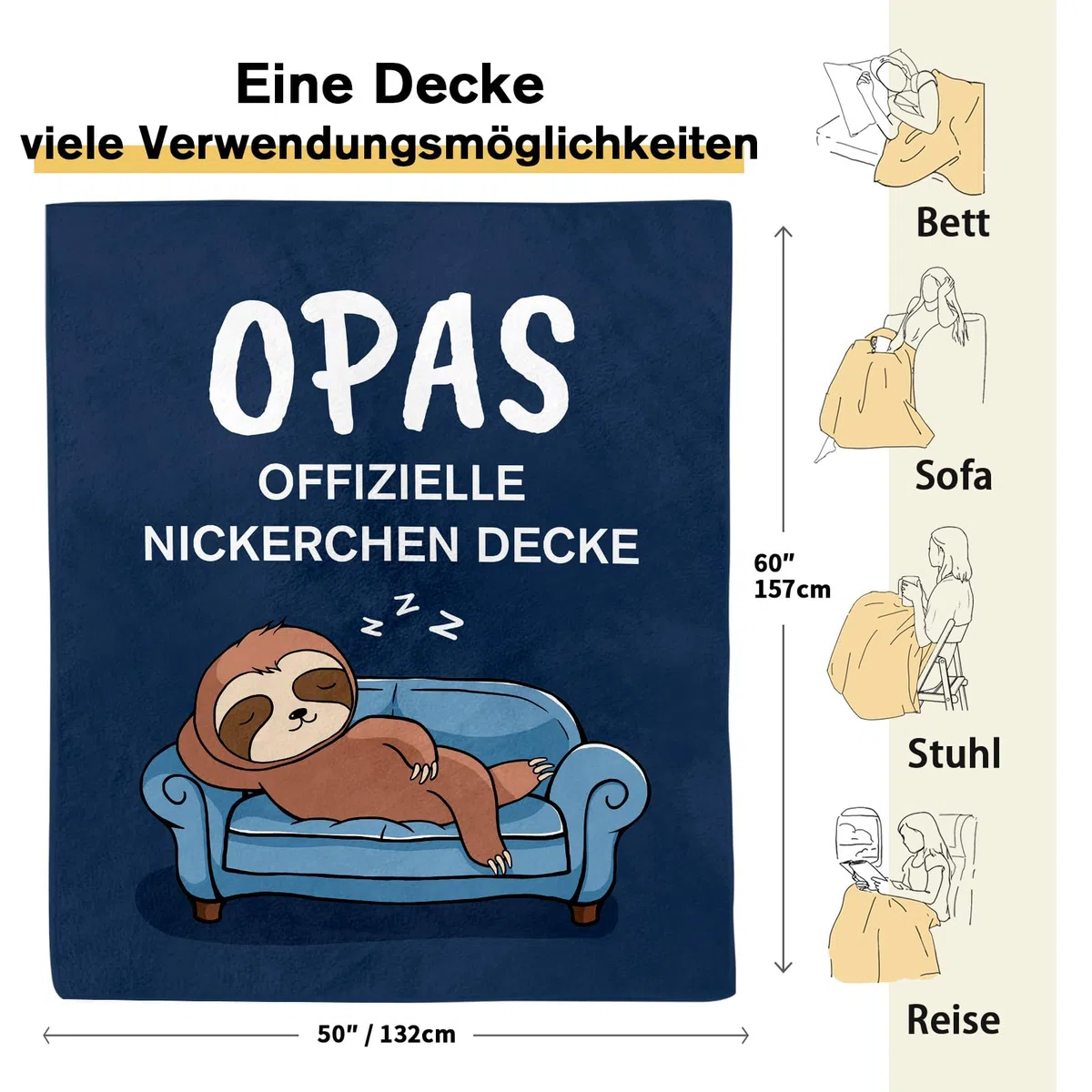 Opa Geschenk - Kuscheldecke Geschenke für Opa zum Geburtstag Vatertag Valentinstag Weihnachten, Geburtstagsgeschenk Ostergeschenk Vatertagsgeschenk