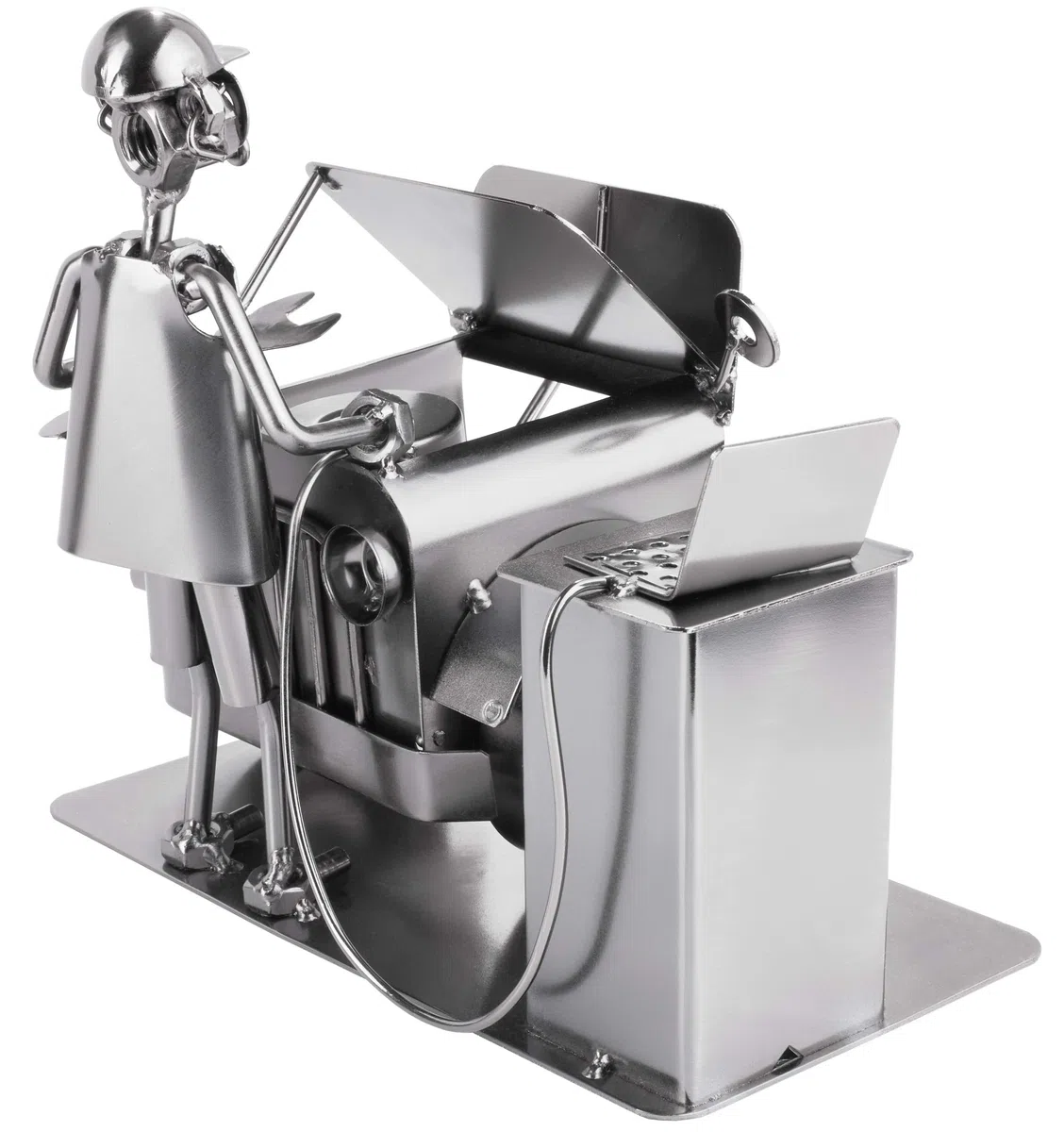 BRUBAKER Schraubenmännchen Automechaniker - Handarbeit Eisenfigur Metallmännchen - Metallfigur Geschenk für Mechaniker, KFZ-Mechatroniker, Tuner und Auto Bastler