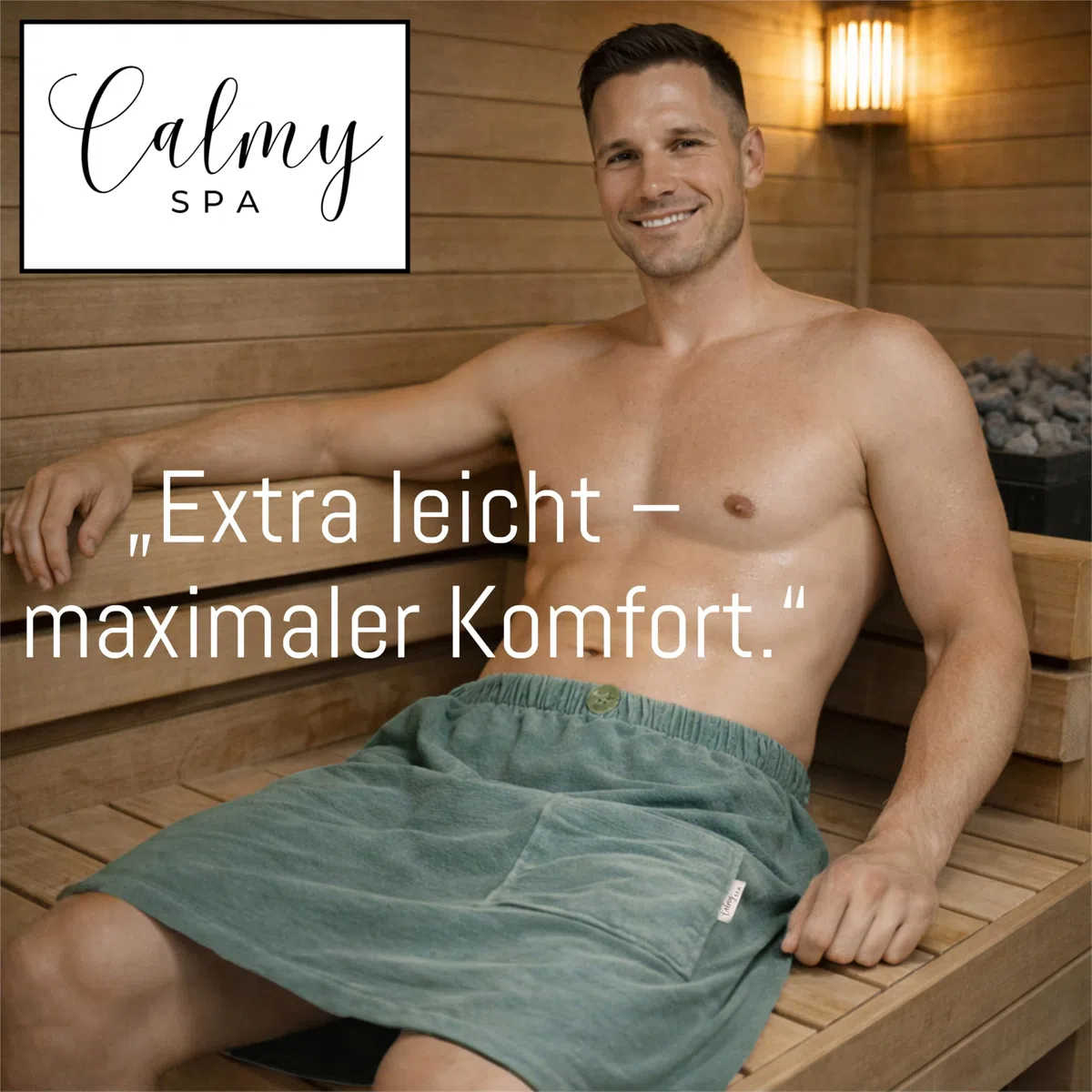 Leicht Frottee Saunakilt Herren - Saunahandtuch Baumwolle mit Gummizug und Knopf Saunatuch Mann Sauna Handtuch Kilt Männer Rock (Jade)