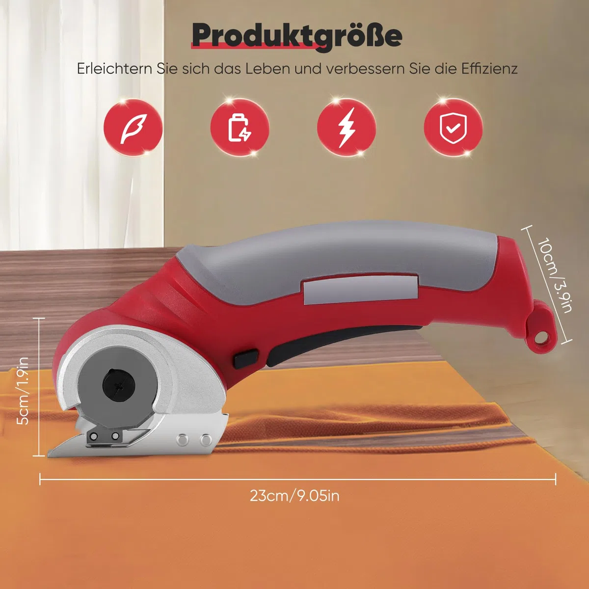 Kartonschneider Schnurlose Elektrische Schere, Kabellose Elektrische Schneidemaschine Elektrischer Kistenschneider für Papier, Pappe, Teppich, Leder, Filz, Geschenke für Männer und Frauen(Rot)
