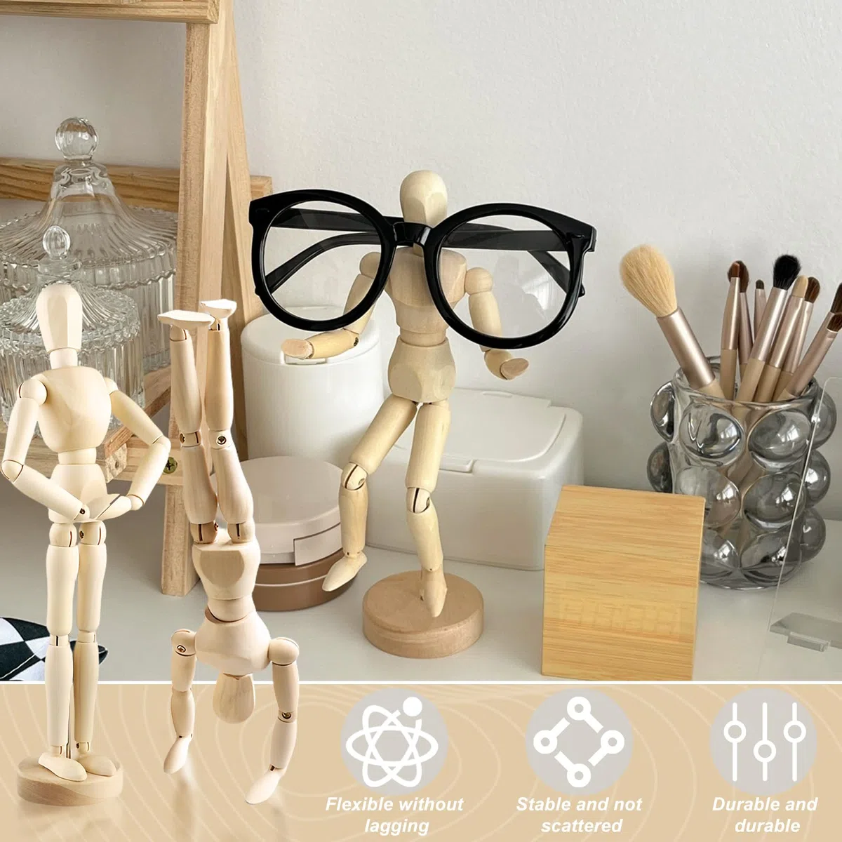 Sporgo 2 Stück Gliederpuppe Mannequin: 20cm Hoch Mannequin Flexibler Holzfiguren, Zeichenpuppe Verstellbare Gliederpuppen, für Gemälde, Skizzieren, Fotografie Requisiten, Basteln, Dekorationen