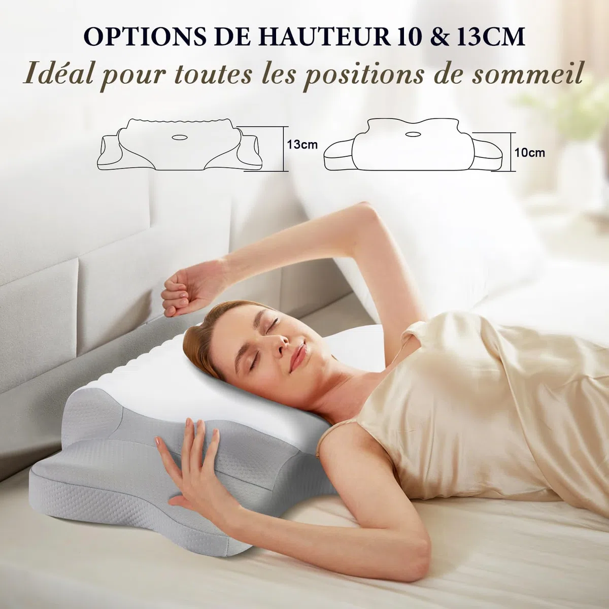 Nackenkissen Kopfkissen, Memory Foam Hellgrau