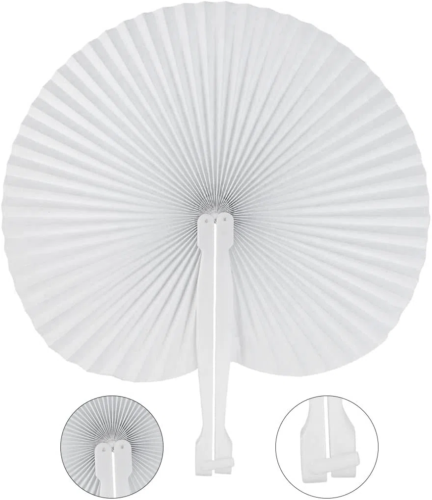 36 Pack Weiße Runde Handfächer Papierfächer Hochzeitsfächer Fächer Hochzeit Faltfächer Faltbar Gastgeschenk Für Sommer Gelegenheiten,Party,DIY,Wand Dekoration