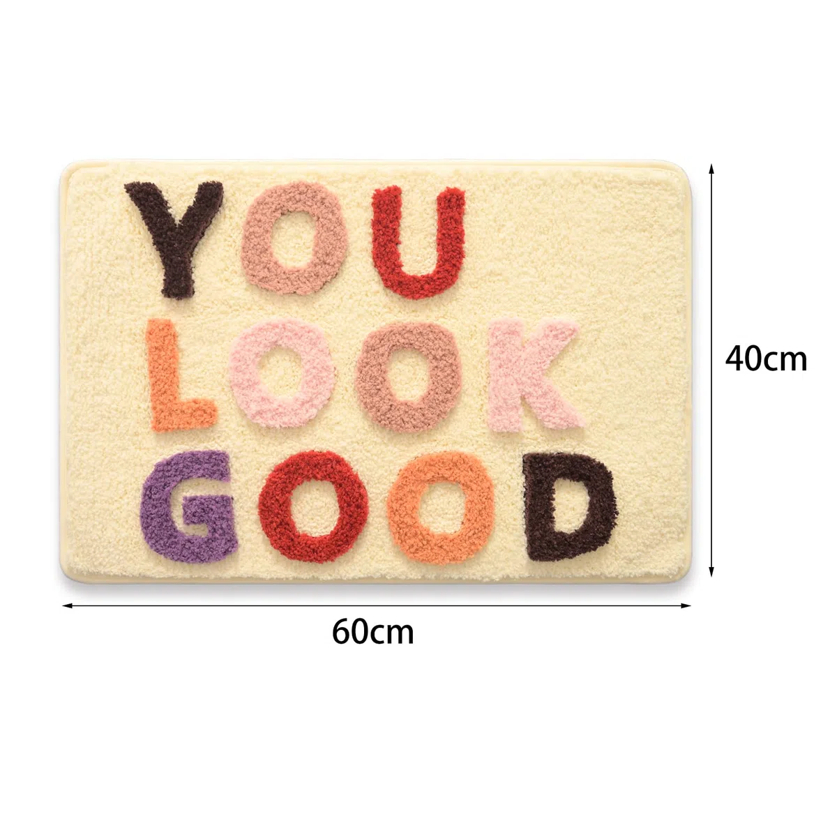 QJHOMO Beige Badezimmerteppich Bunt Badematte rutschfest Waschbar Badteppich niedlich Bad Deko Spaßig Badvorleger Weiche Mikrofaser Duschvorleger Absorbierende Badezimmer Teppich 40 x 60 cm