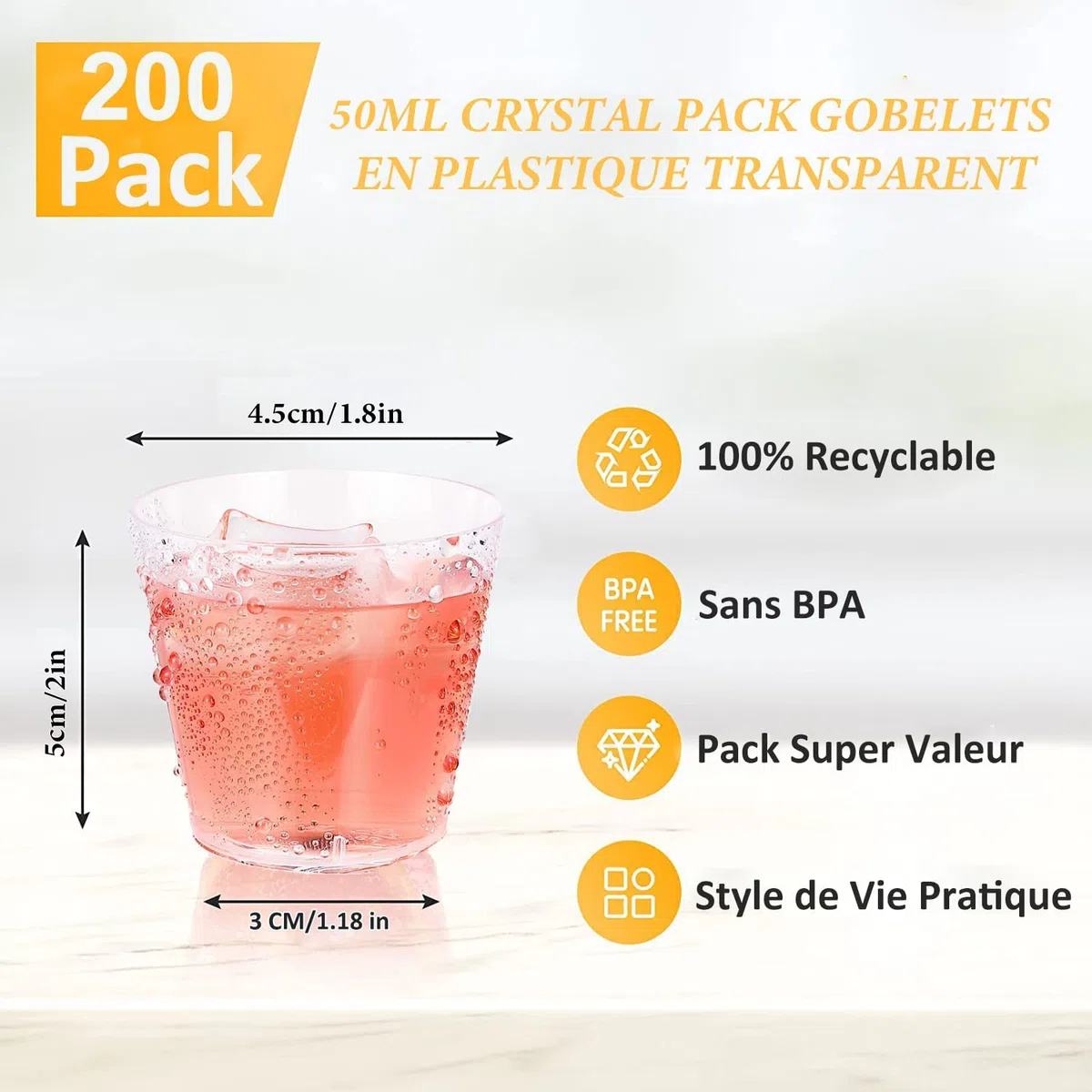 SENENQU 200 Stück 5cl/50ml Schnapsgläser Plastik Shotgläser Kunststoff Schnapsbecher Plastikbecher Wiederverwendbarer Transparent Shot Becher für Geburtstage Verkostung Partygadget