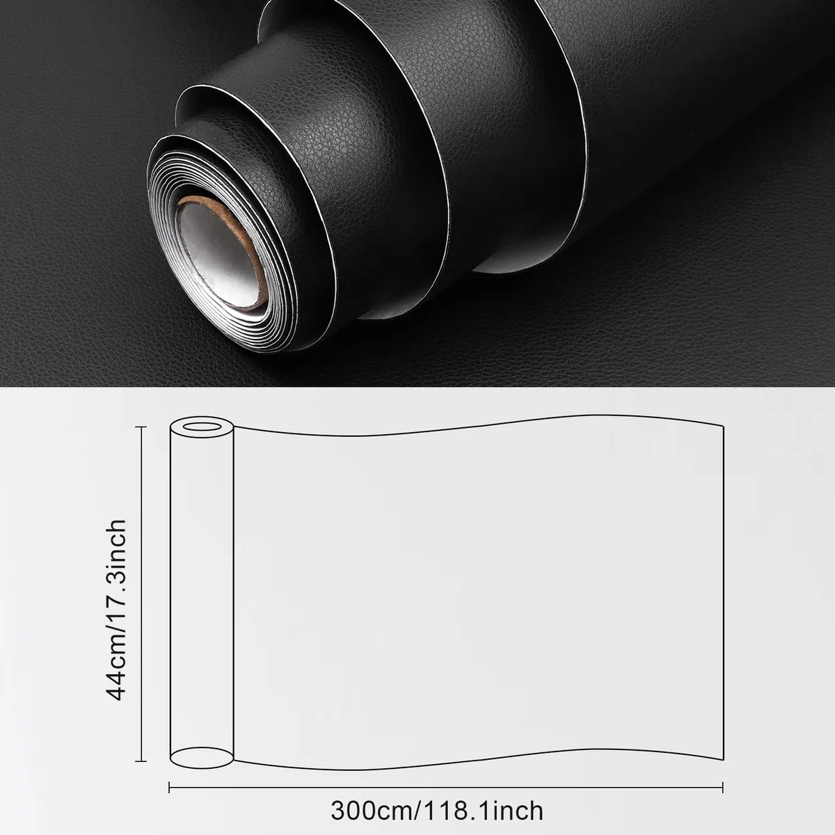 Kunstleder Selbstklebend Meterware Schwarz Reparaturset 44x300cm - Selbstklebendes Leder Reparatur Set Autositz - Lederflicken Selbstklebend für Sofa - Leather Adhesive Covers Reparaturset