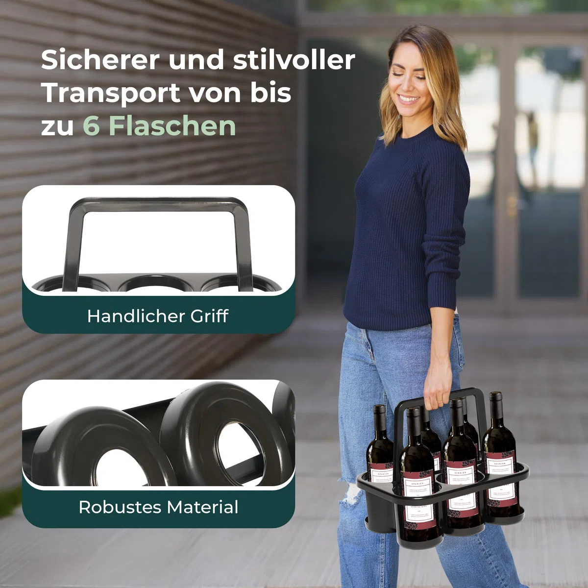 Novaliv 2X Flaschenträger für 12 Flaschen - Stabiler Halt - Getränkekorb Kunststoff, Stapelbar, 32x23x28cm Anthrazit - Ideal für Küche & Keller Getränkekorb Bierträger Getränketräger Flaschenbox