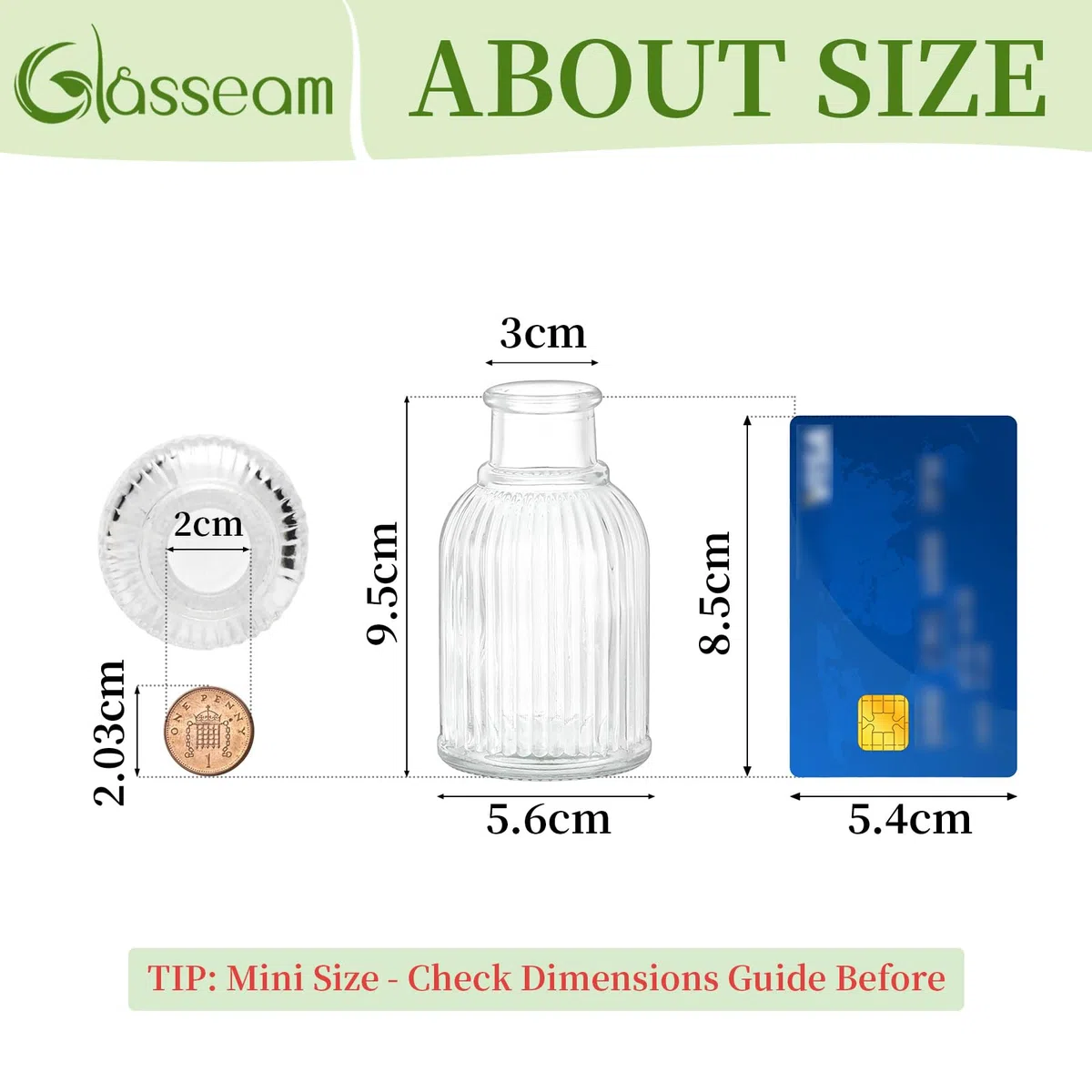 Glasseam Glas Kleine Vasen für Tischdeko: 12 Stück Blumenvase Klein für Hochzeit Party Tisch Deko Home Room Wohnzimmer Dekoration - Mini Vase Modern Glasvasen Set für Blumen Bud Pflanze