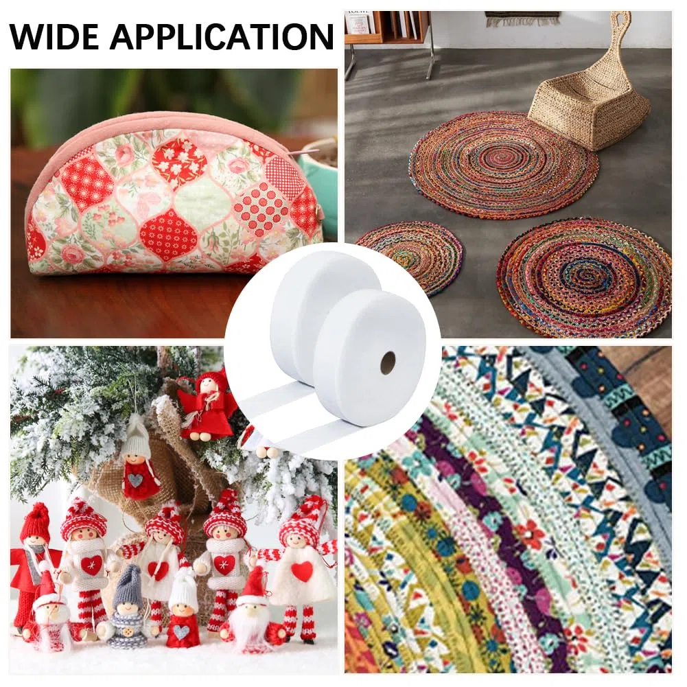craspire 2 Rolle Jelly Roll Batting Strip Jellyroll Teppichstoffstreifen 2,2 Zoll x 36 Yard Weißer Polsterstoff Gestanzter Quiltstreifen Aus Baumwollmischung Für Geflochtene Überwürfe Quilts Nadel