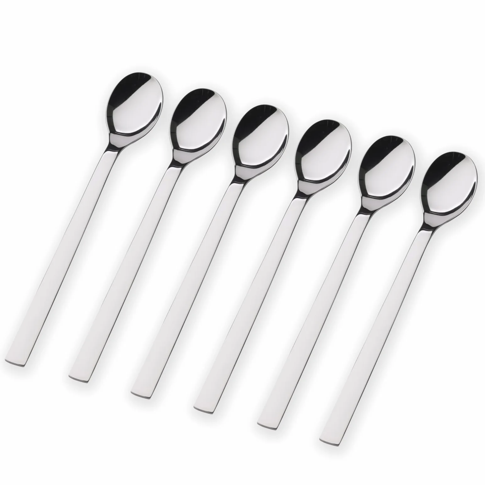 WMF Nuova Latte Macchiato Löffel Set 6-teilig, lange Löffel 19 cm, Joghurtlöffel, Cromargan Edelstahl poliert, spülmaschinengeeignet