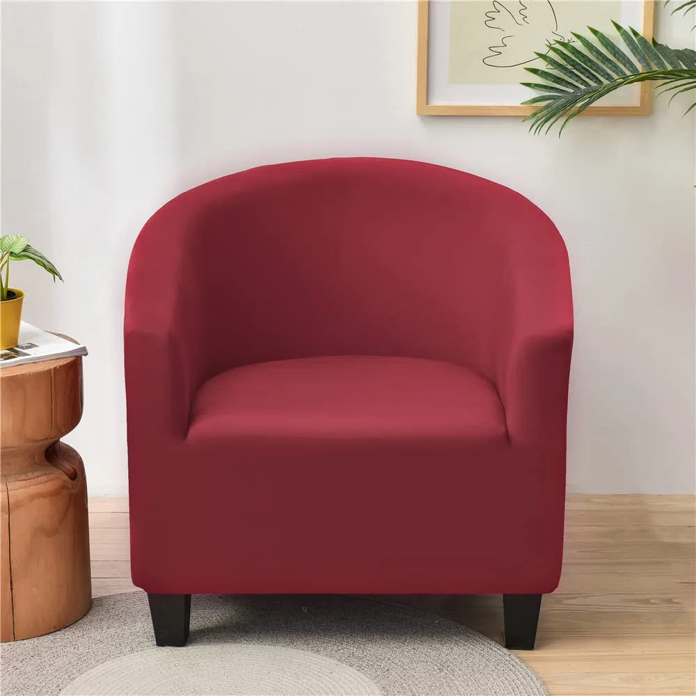 Highdi Sesselschoner Elastisch Sesselüberwurf, Einfarbig Modern Club Chair Stretch Sesselhusse, Universal Sofabezug für Einzelsofa, Clubsessel, Cocktailsessel (Rot)