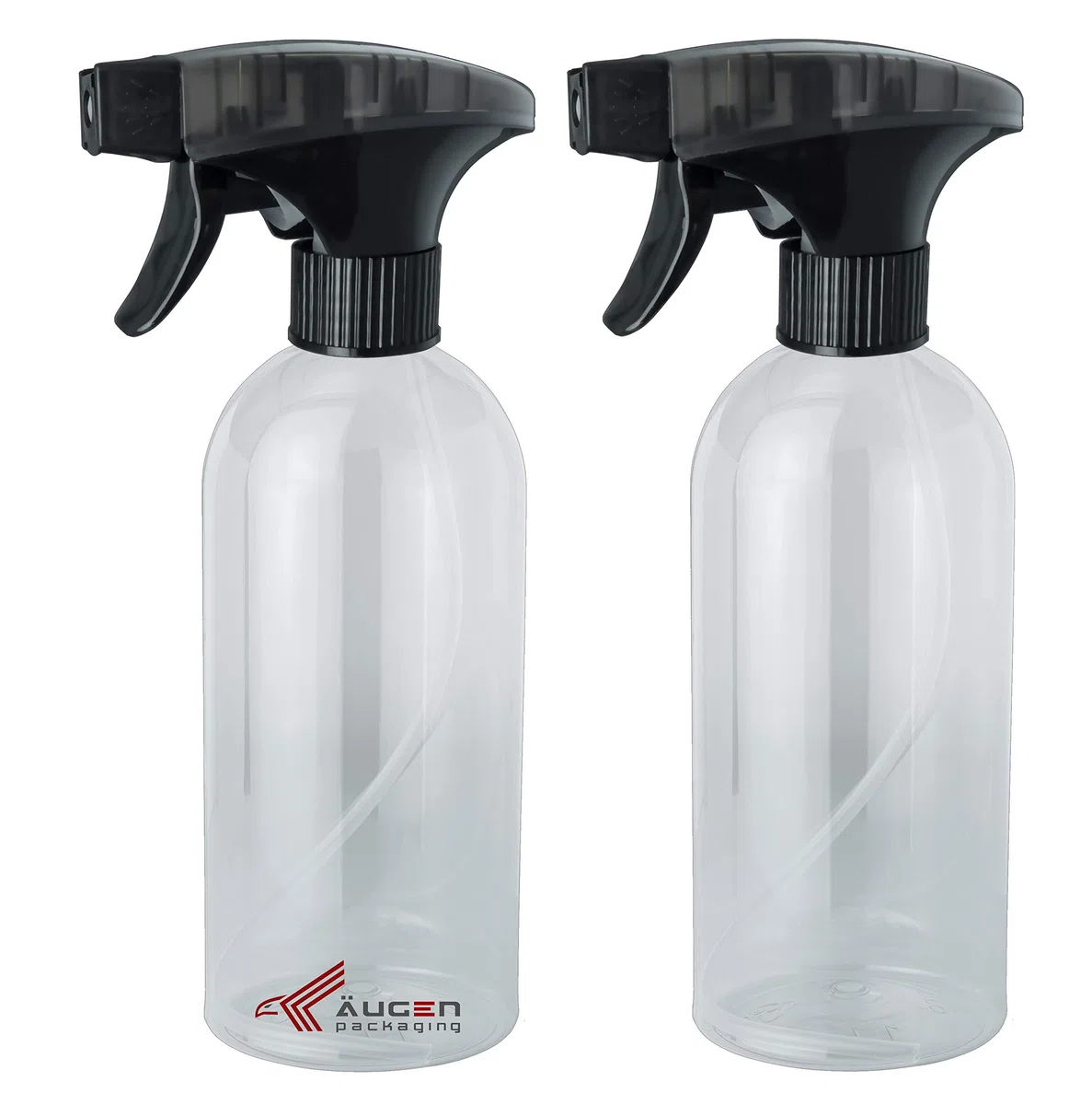 2 Stk a 500ml Sprühflasche | schwarz transparent Sprühkopf | Trigger | leer | Spray Bottle