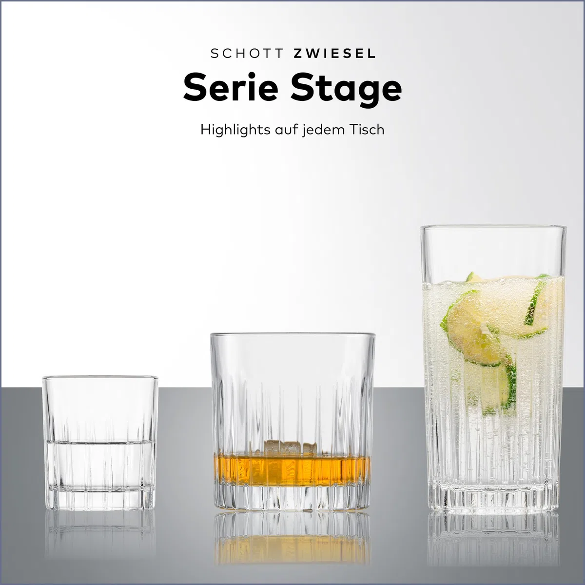 SCHOTT ZWIESEL Longdrinkglas Stage (4er-Set), Trinkglas für Longdrinks mit Relieff, spülmaschinenfeste Kristallgläser (Art.-Nr. 121880), Kristall