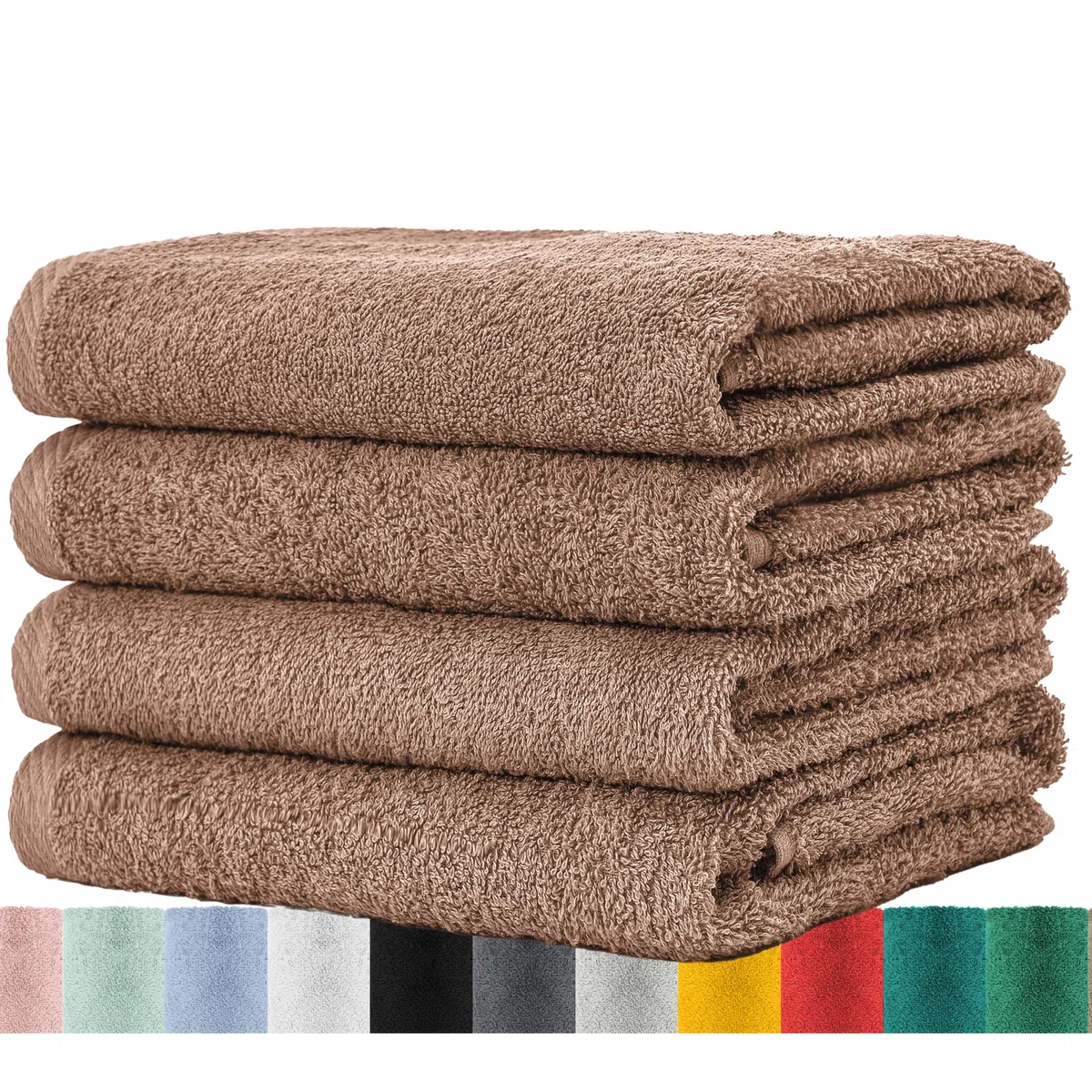 BaSaTex - Handtuch Set für Haushalt & Gäste 4er Pack - Frottee-Handtücher mit Aufhängeschlaufe aus weicher Baumwolle in 50x100cm - Waschtücher für Bad Öko-Tex Standard 100 Zertifiziert - Sandstone