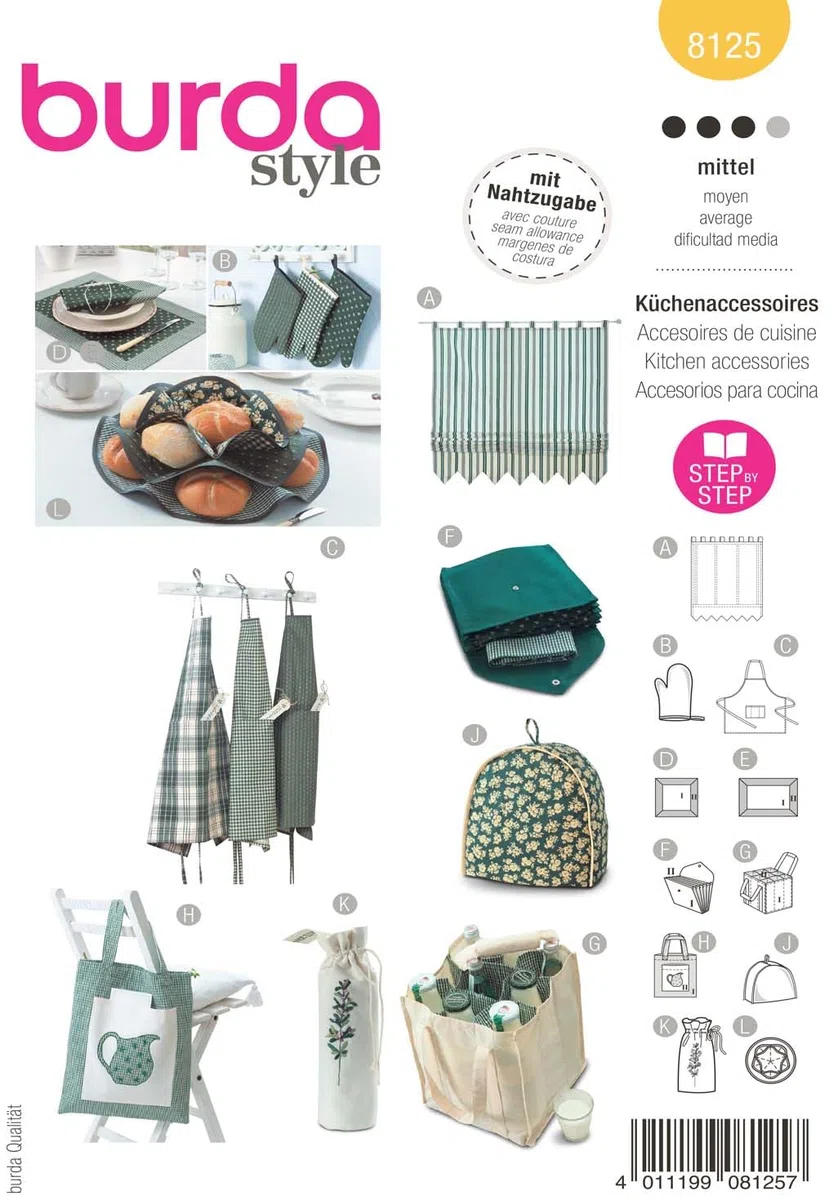 burda style Papier-Schnittmuster #8125 Küchenaccessoires | mit Nahtzugabe